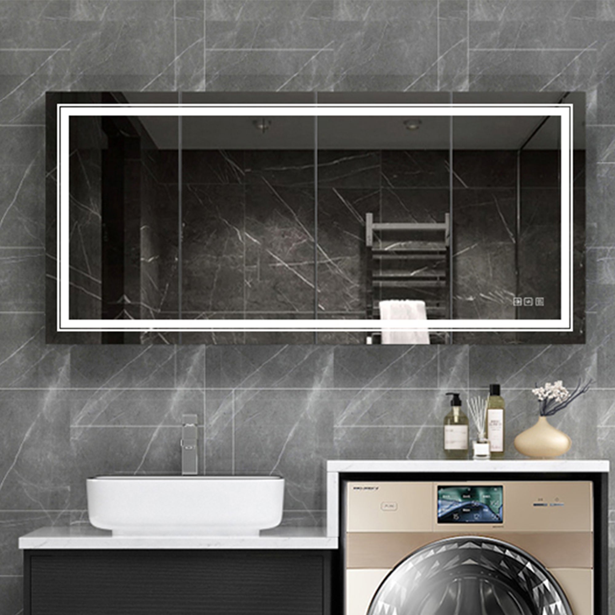 Rectangular Frameless Dimmable Wall Mounted LED Bathroom Mirror