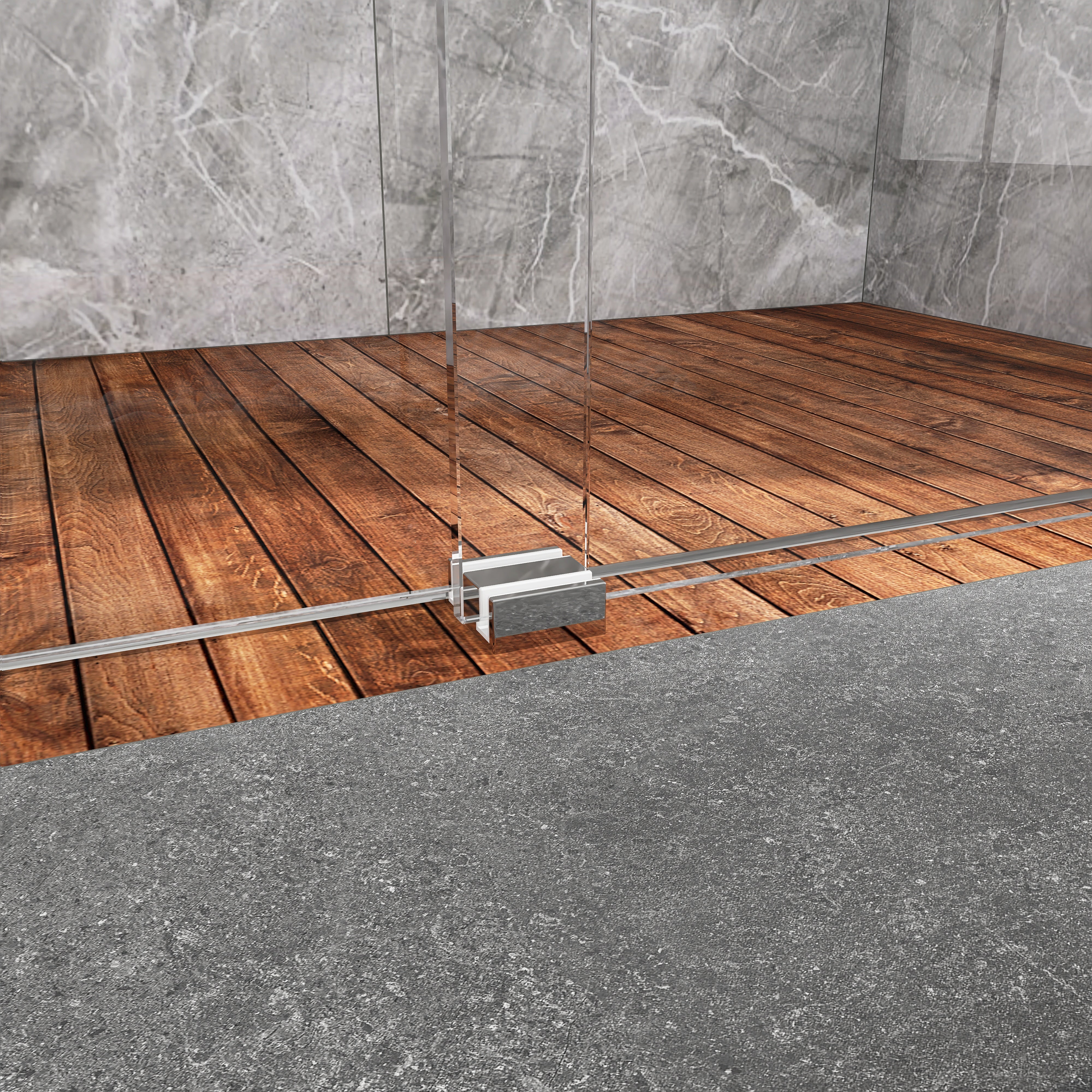 Sliding Frameless Shower Door with Tempered Glass