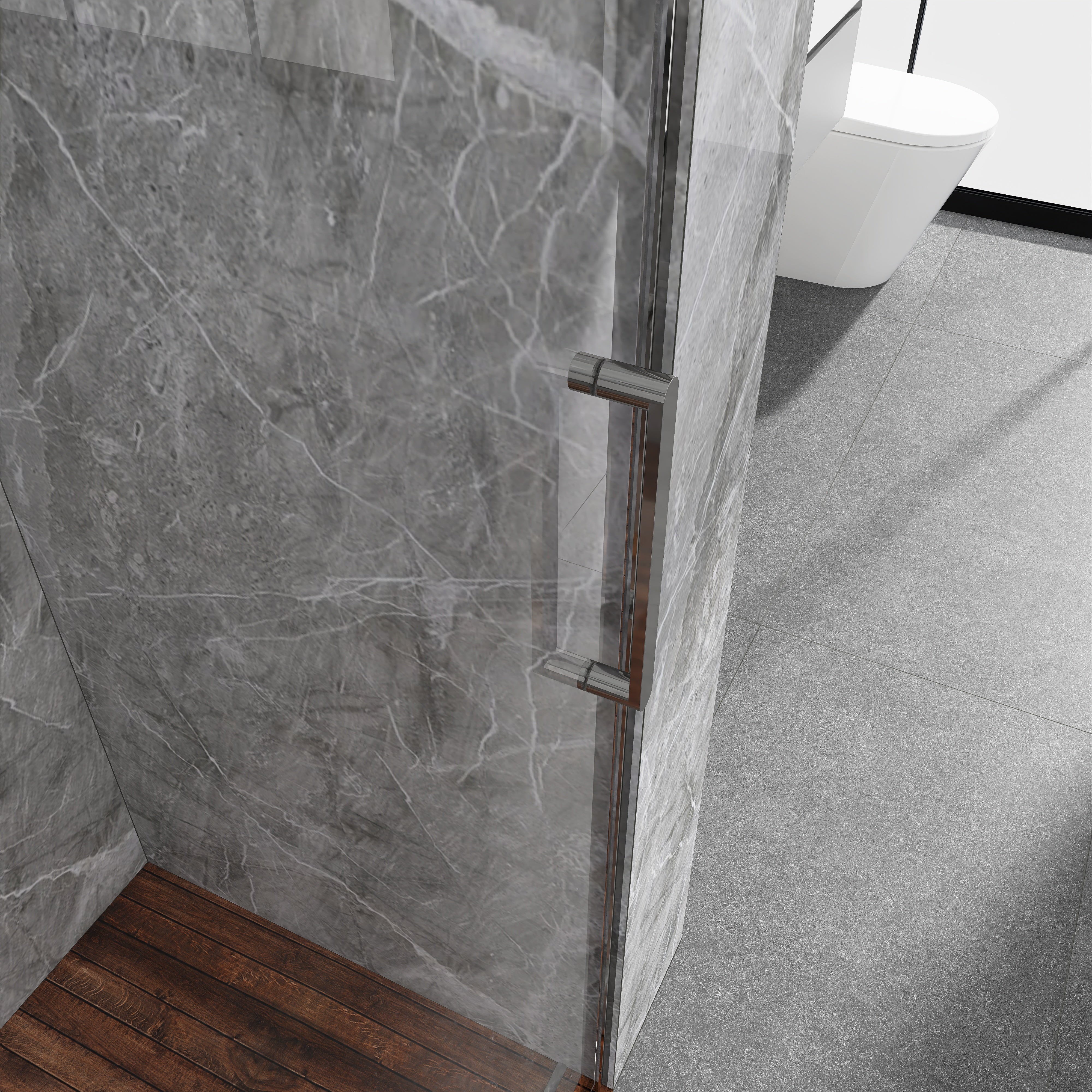 Sliding Frameless Shower Door with Tempered Glass
