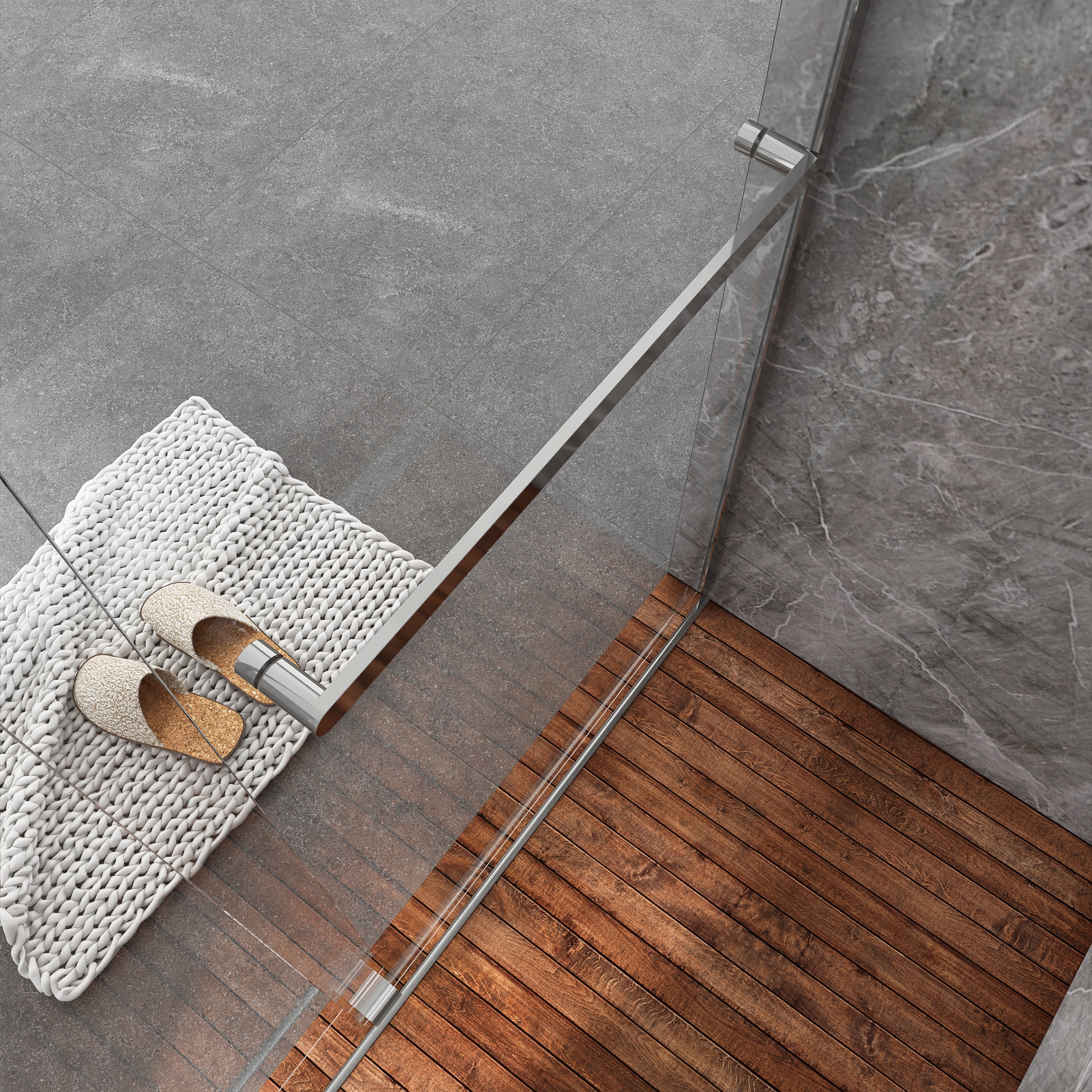 Sliding Frameless Shower Door with Tempered Glass