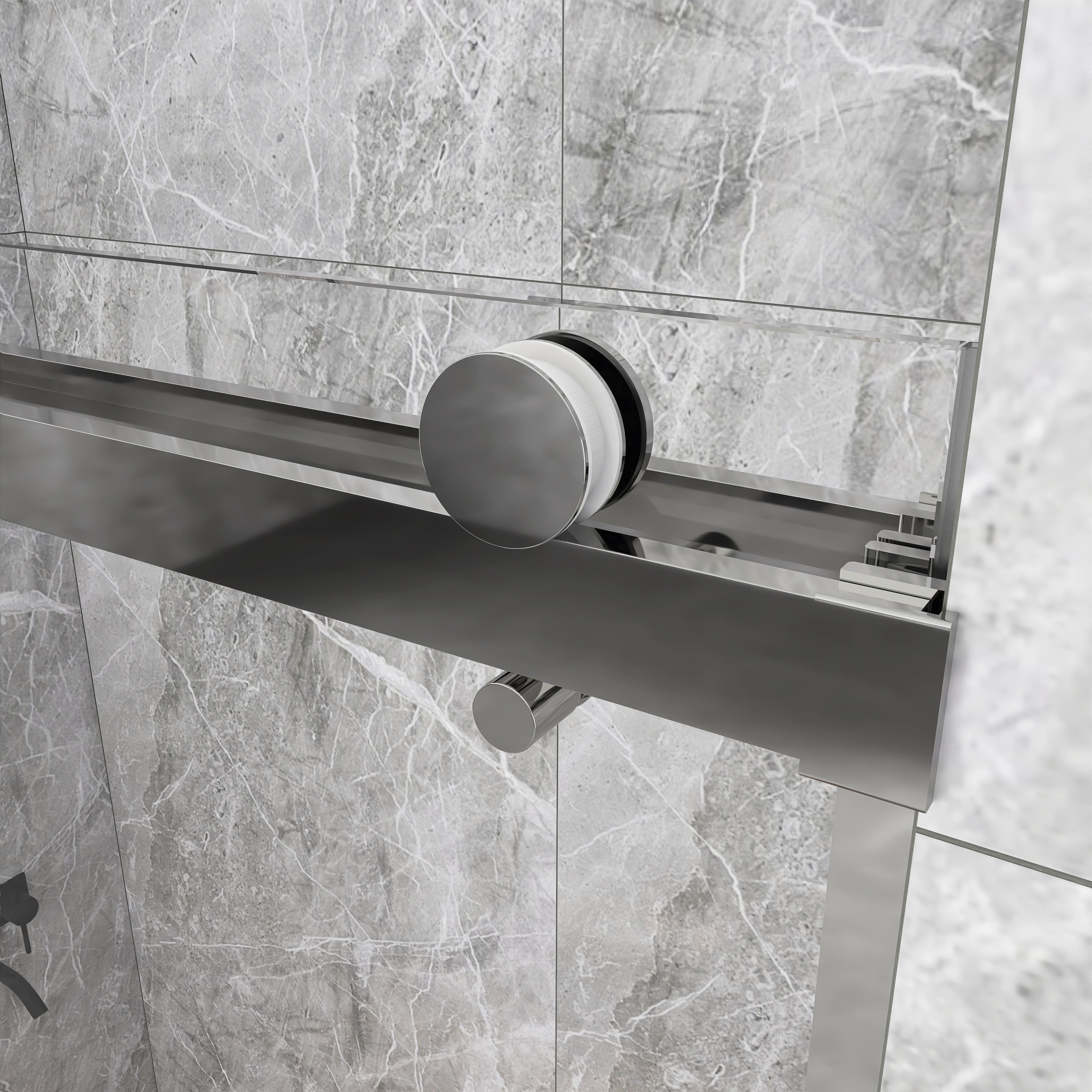 Sliding Frameless Shower Door with Tempered Glass