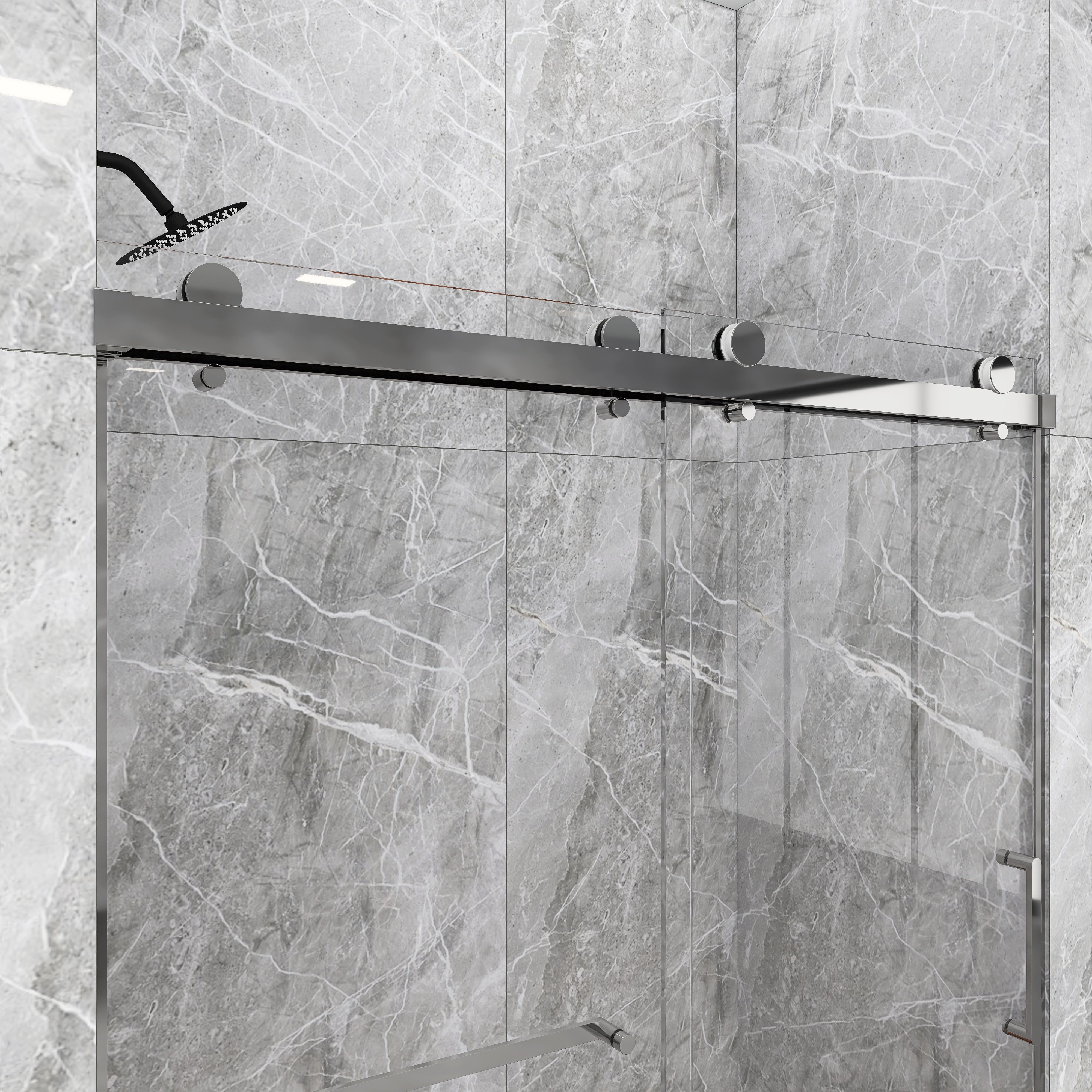 Sliding Frameless Shower Door with Tempered Glass
