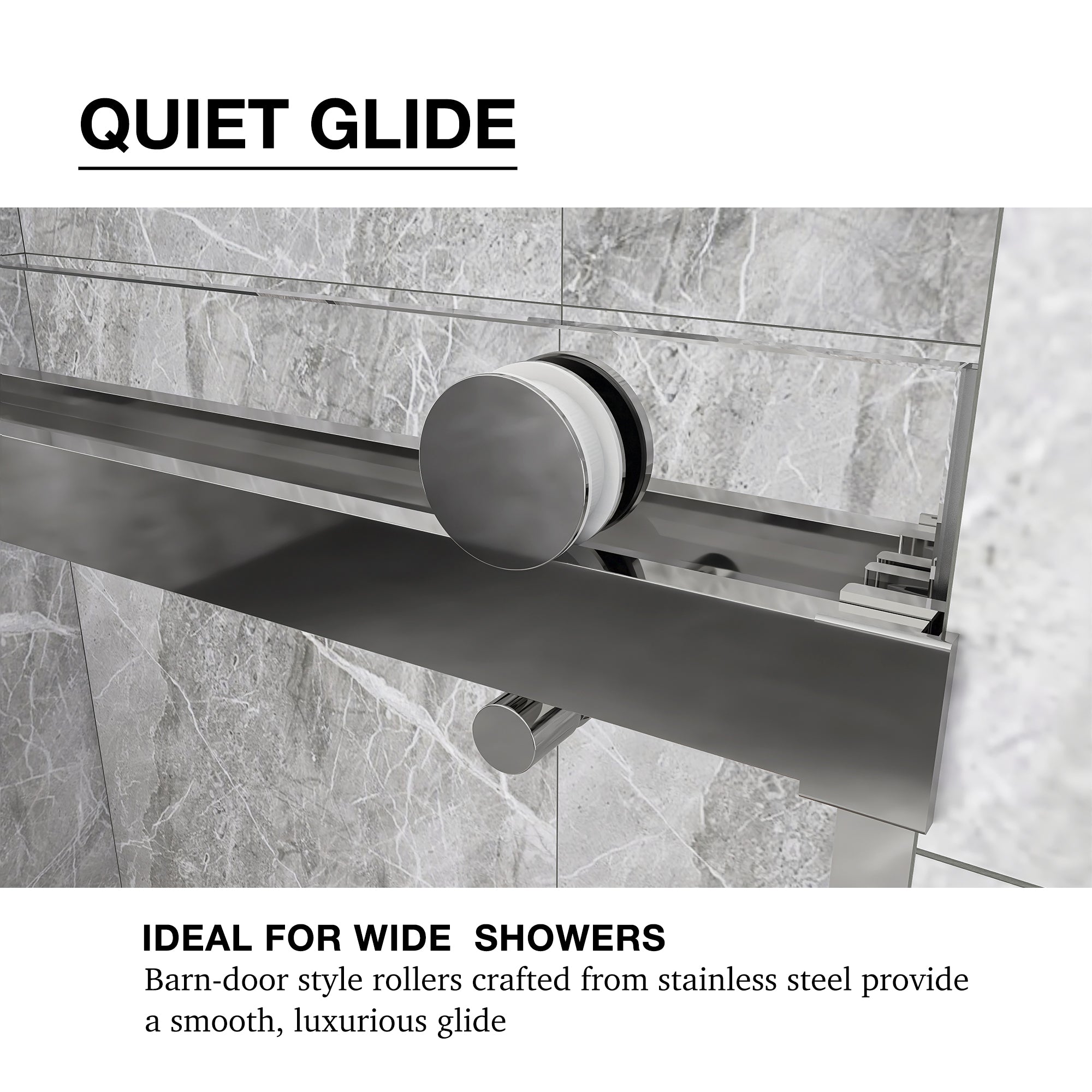 Sliding Frameless Shower Door with Tempered Glass