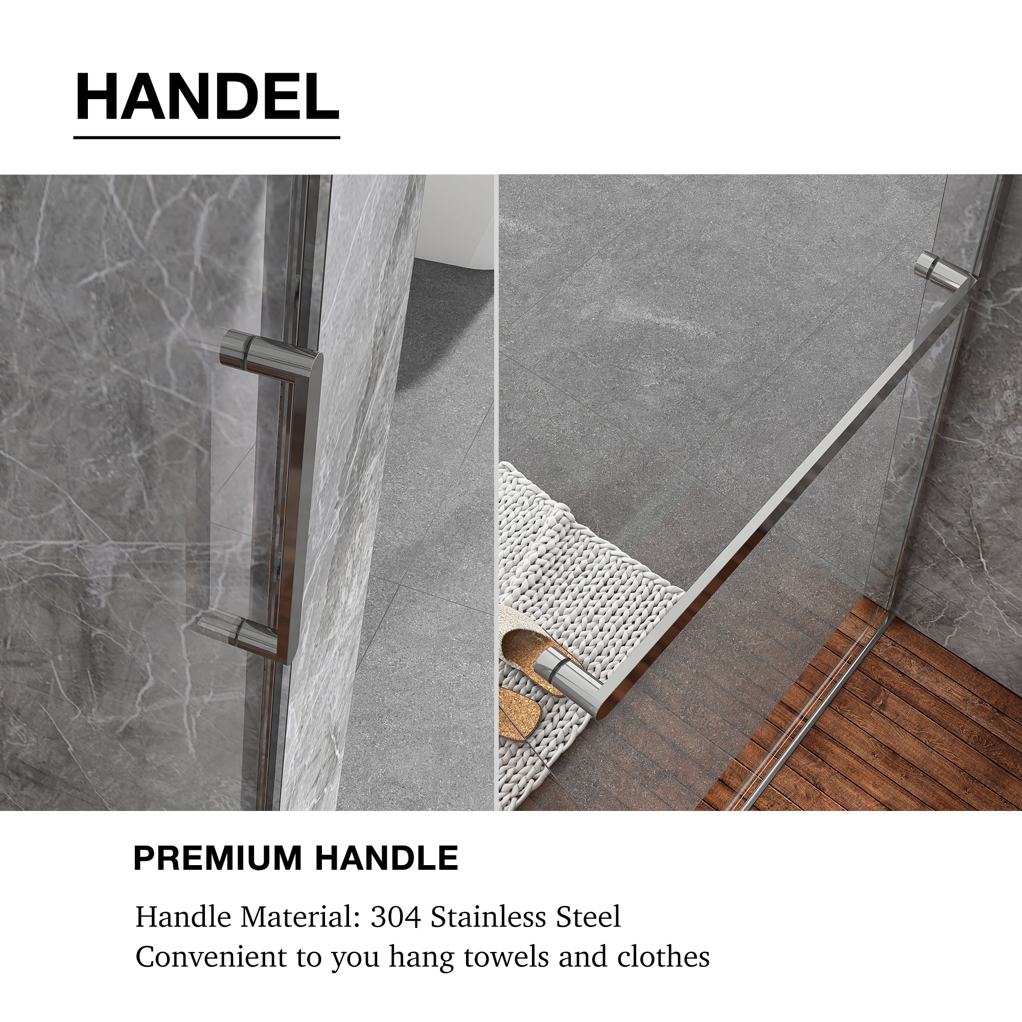Sliding Frameless Shower Door with Tempered Glass