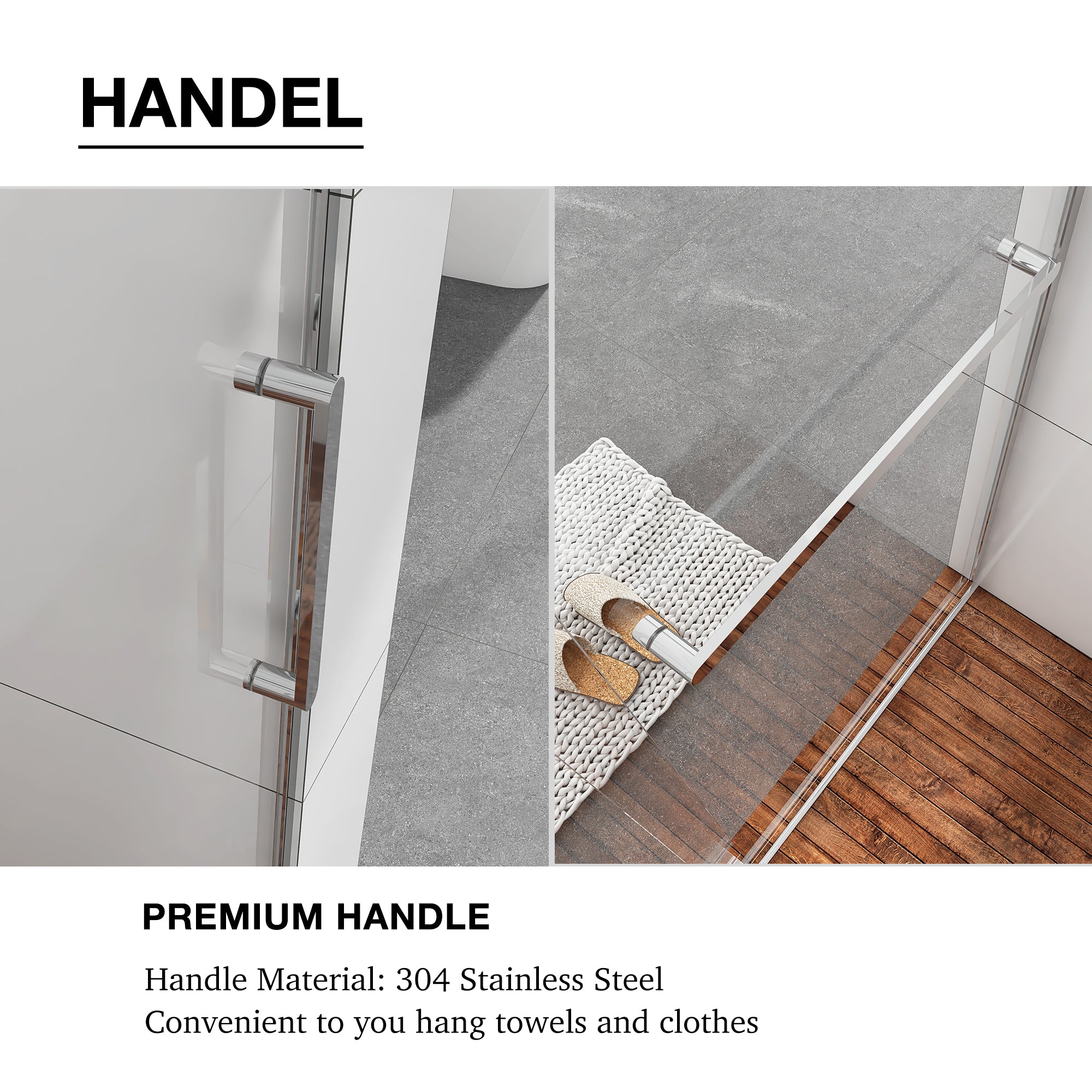 Sliding Frameless Shower Door with Tempered Glass