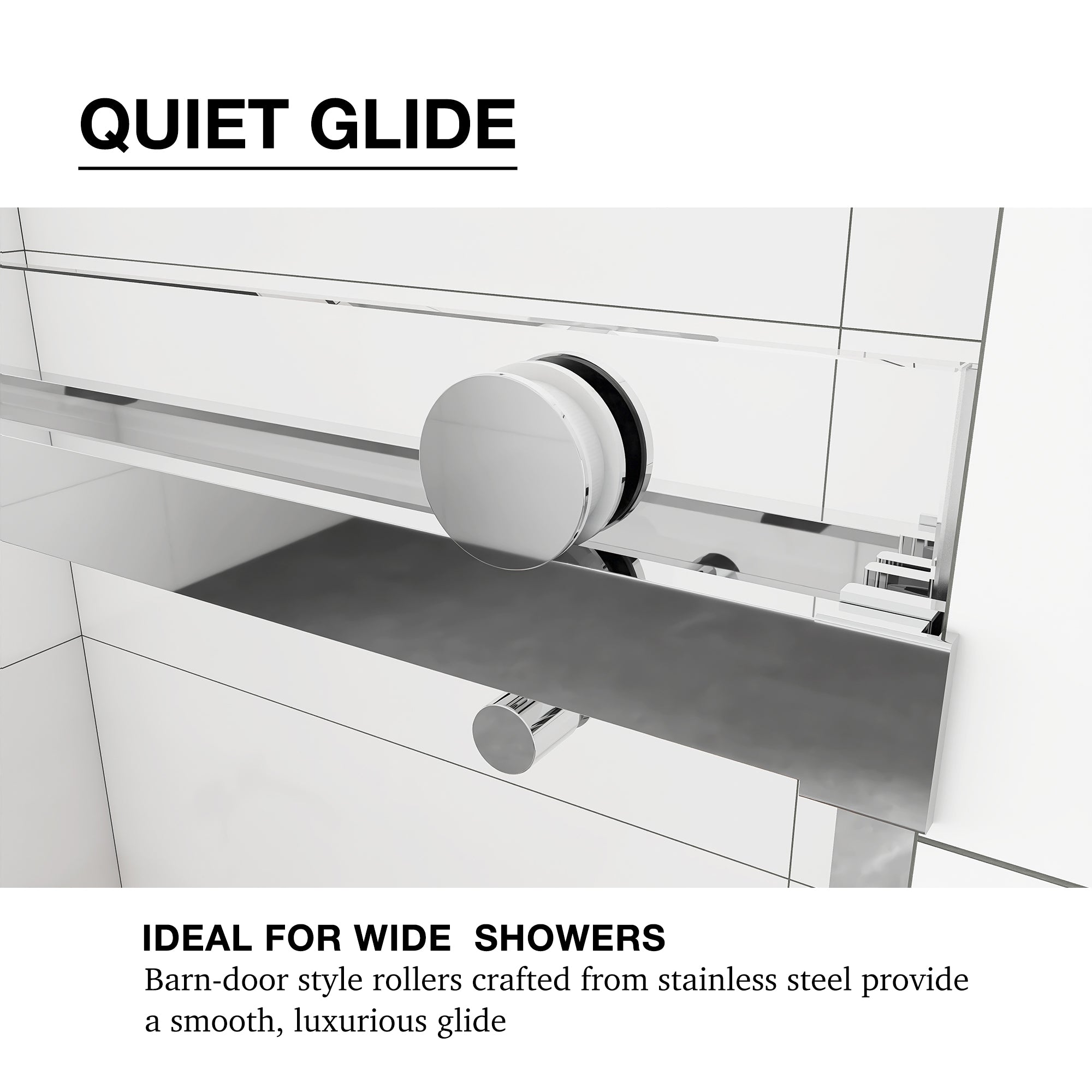 Sliding Frameless Shower Door with Tempered Glass