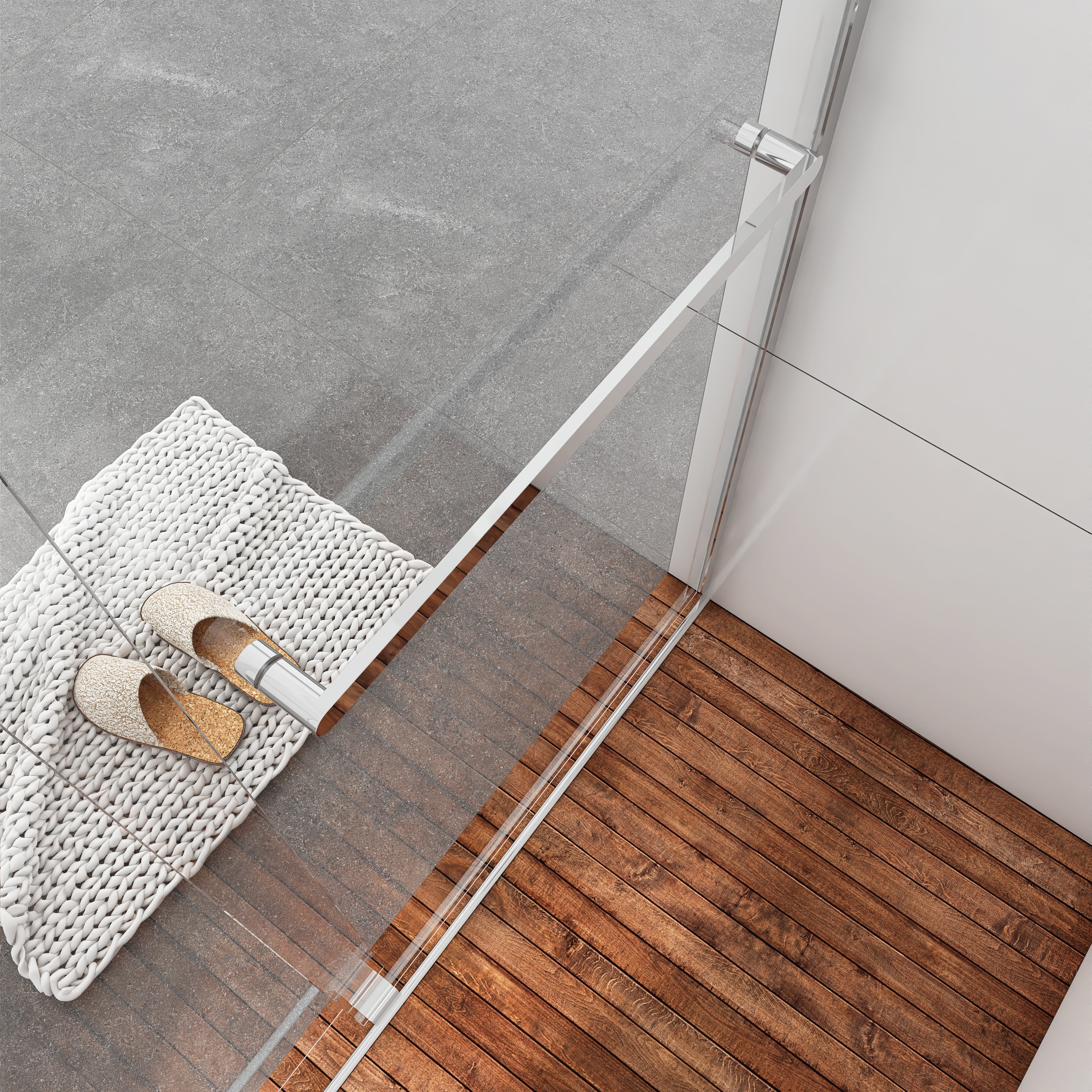 Sliding Frameless Shower Door with Tempered Glass