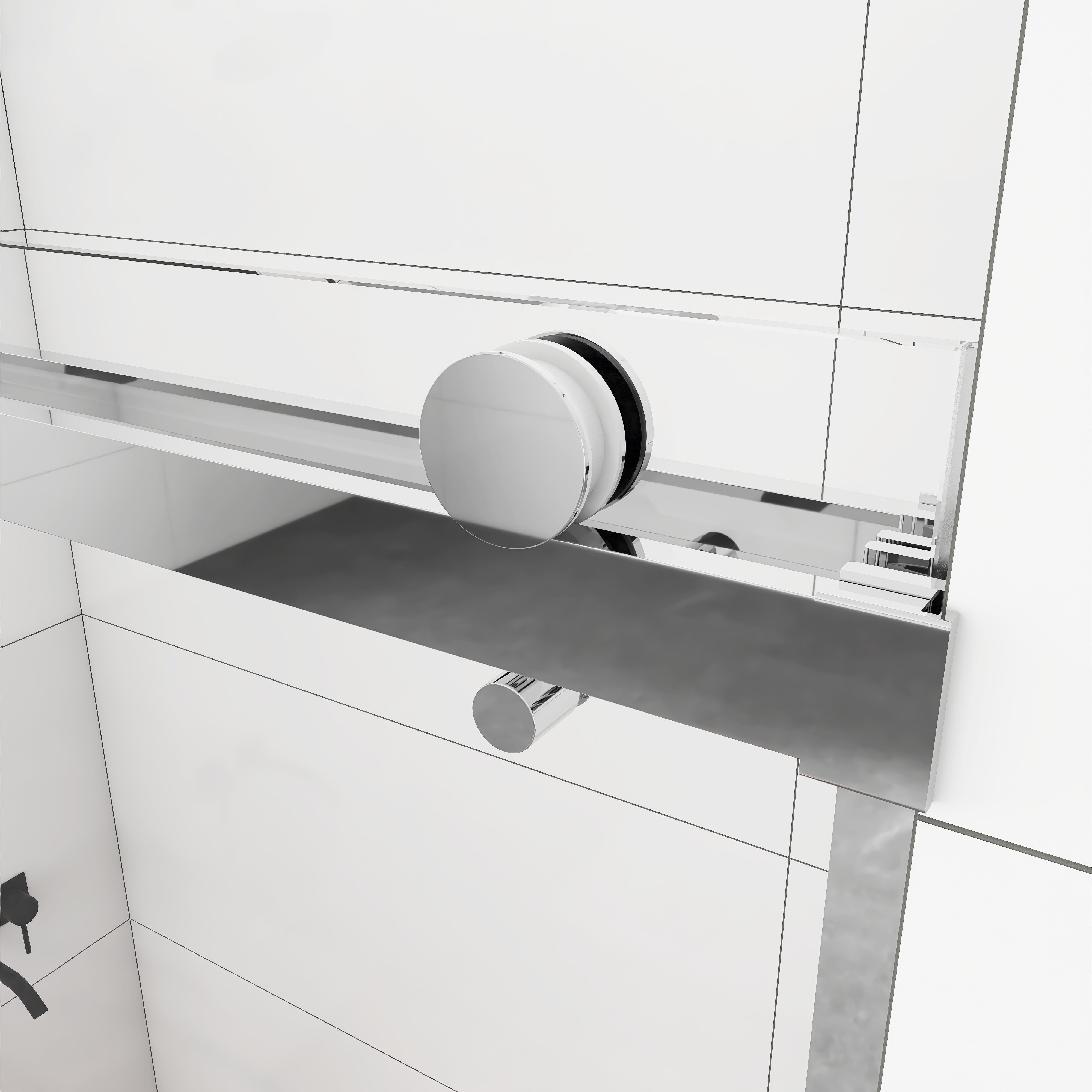Sliding Frameless Shower Door with Tempered Glass