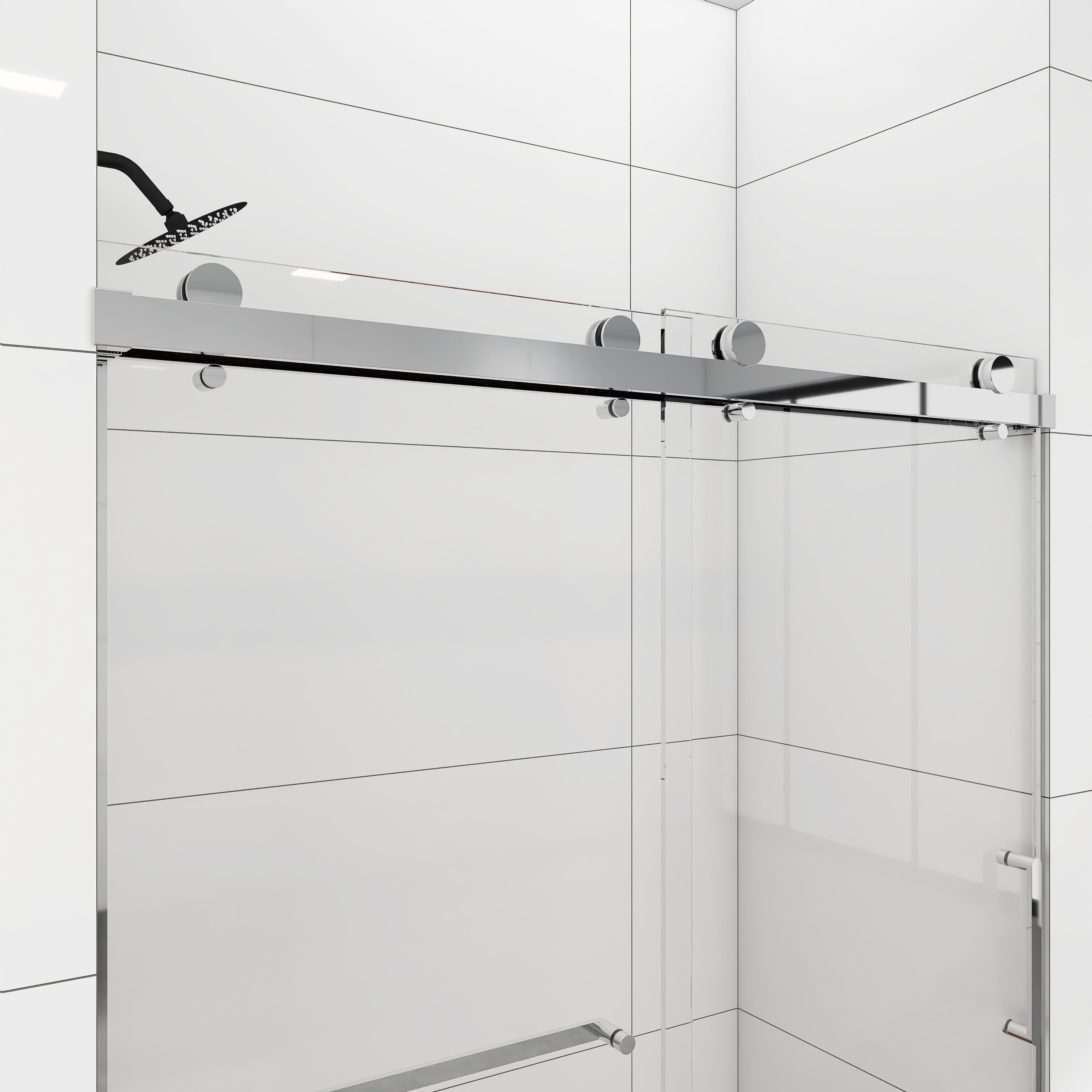 Sliding Frameless Shower Door with Tempered Glass