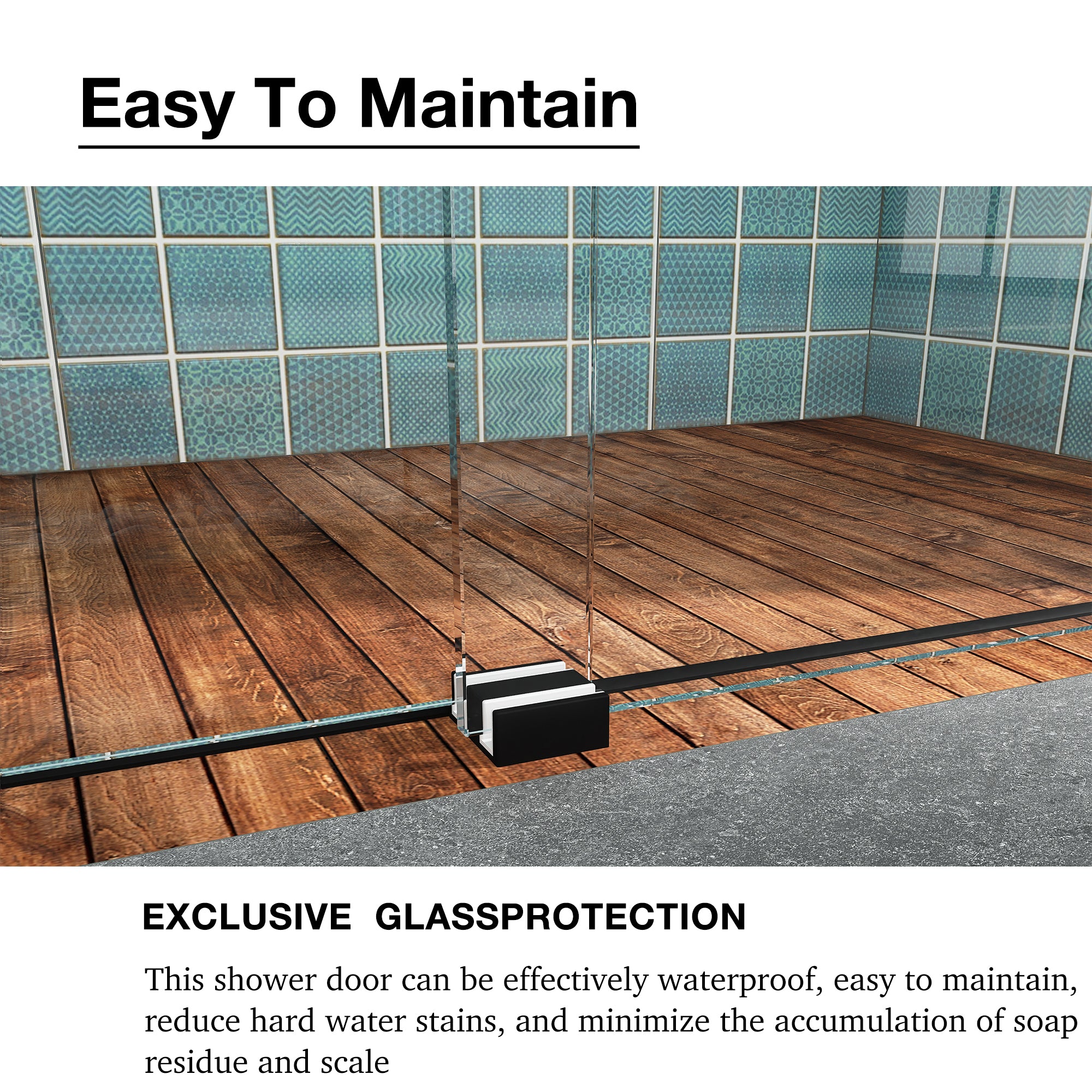 Sliding Frameless Shower Door with Tempered Glass