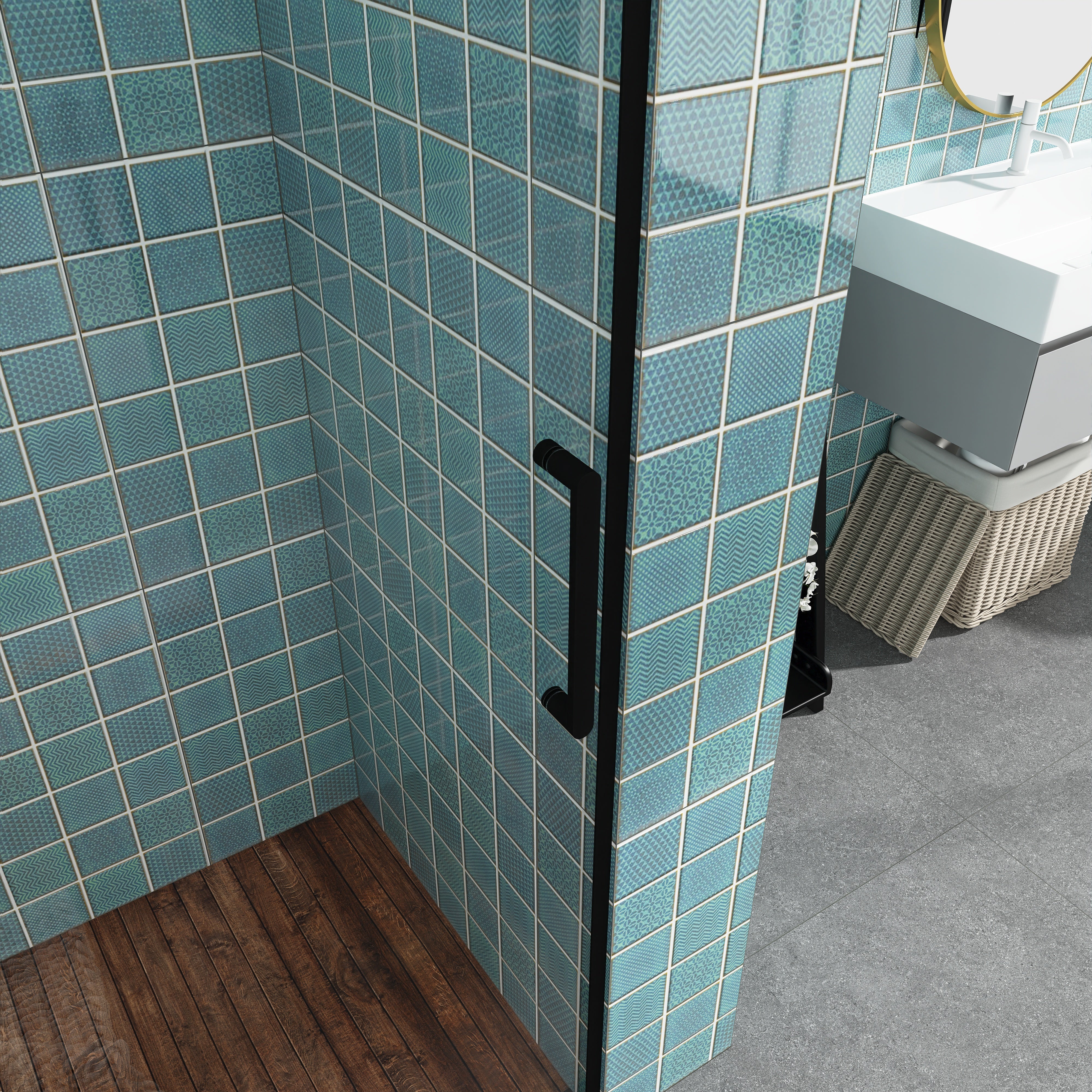 Sliding Frameless Shower Door with Tempered Glass