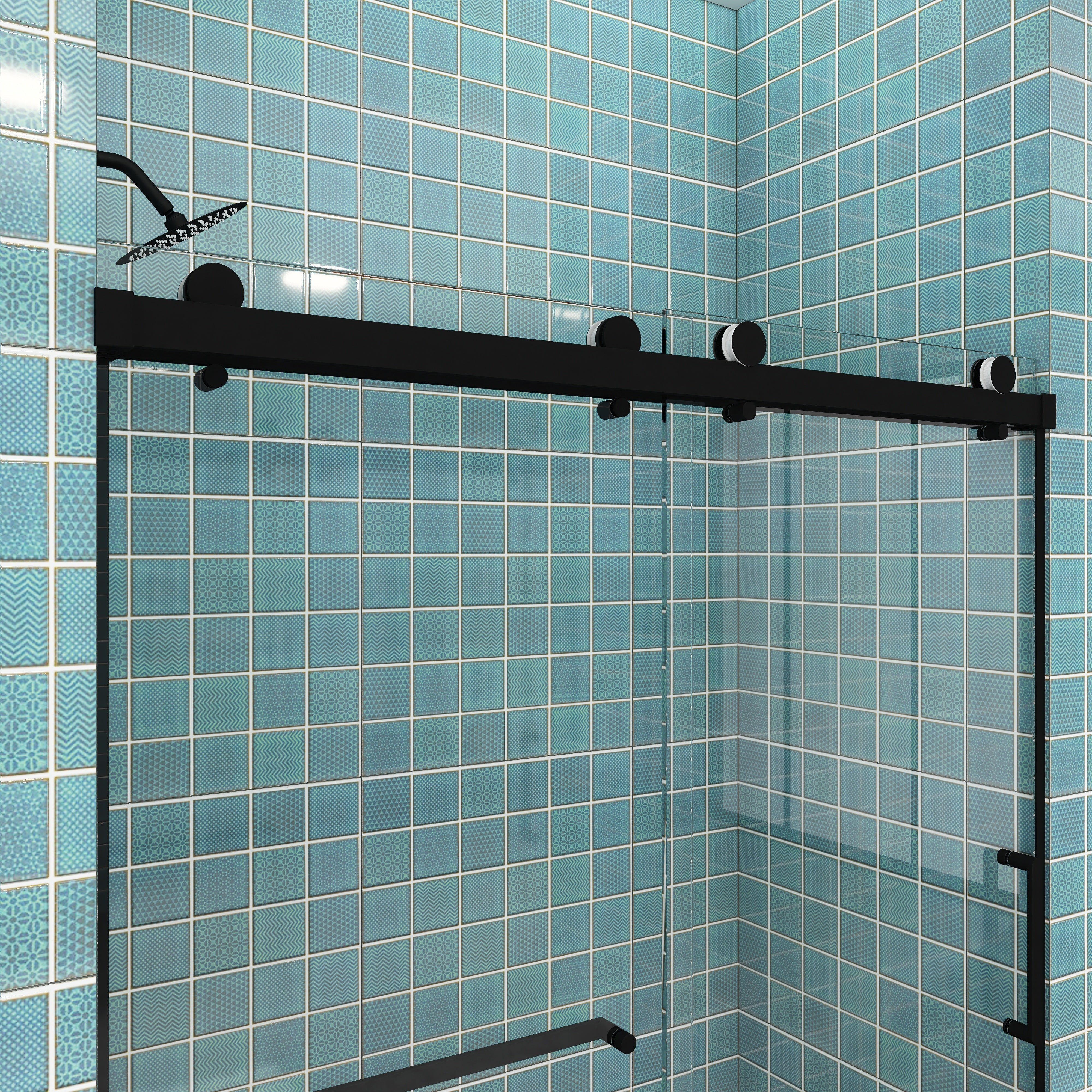 Sliding Frameless Shower Door with Tempered Glass