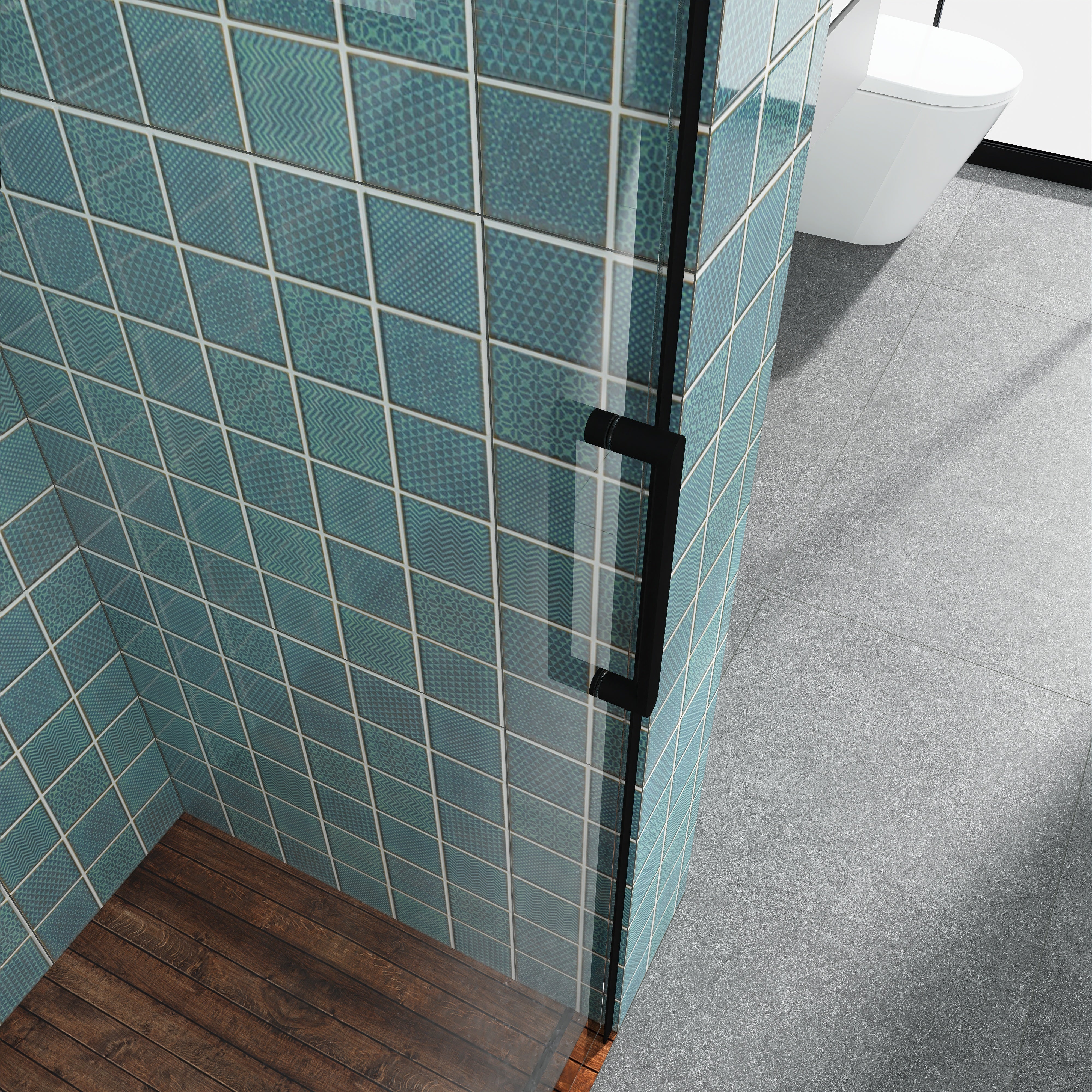 Sliding Frameless Shower Door with Tempered Glass
