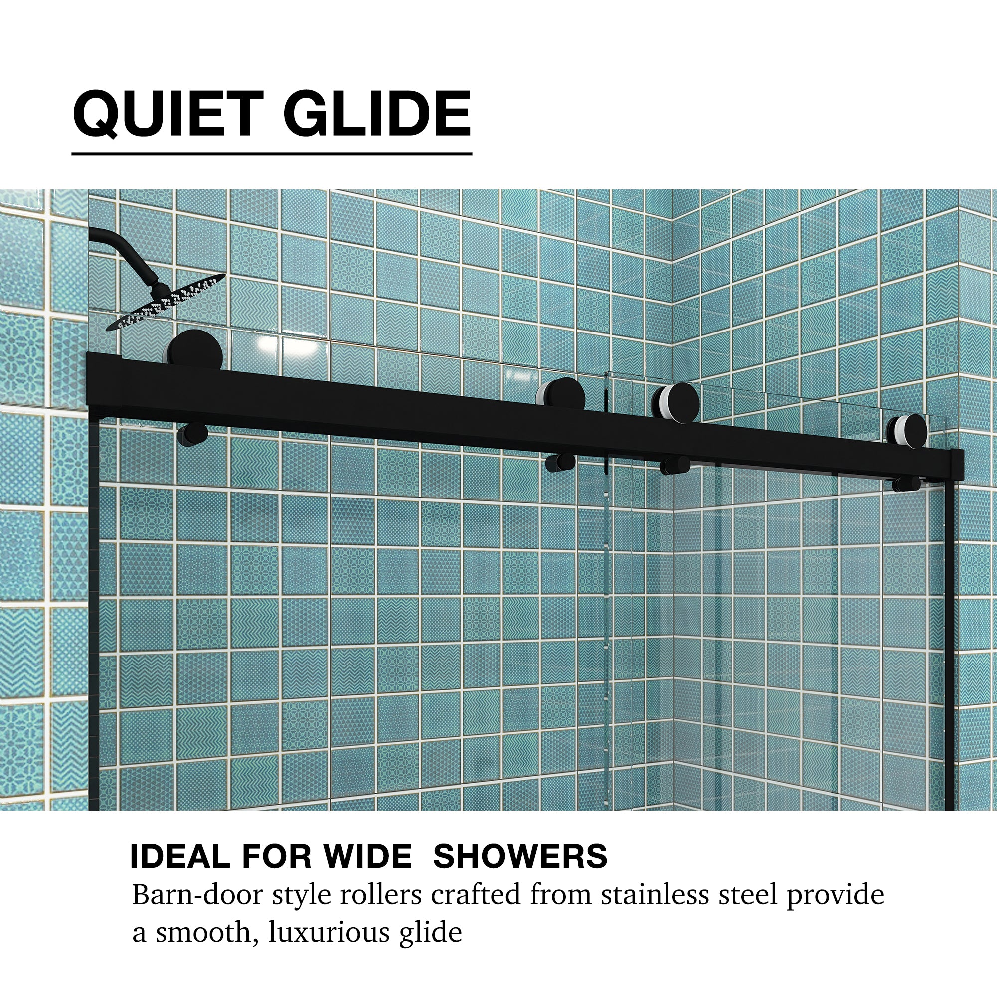 Sliding Frameless Shower Door with Tempered Glass