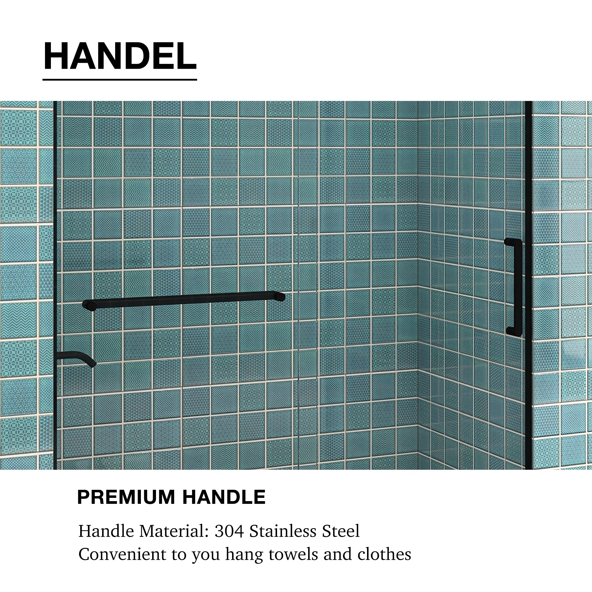 Sliding Frameless Shower Door with Tempered Glass