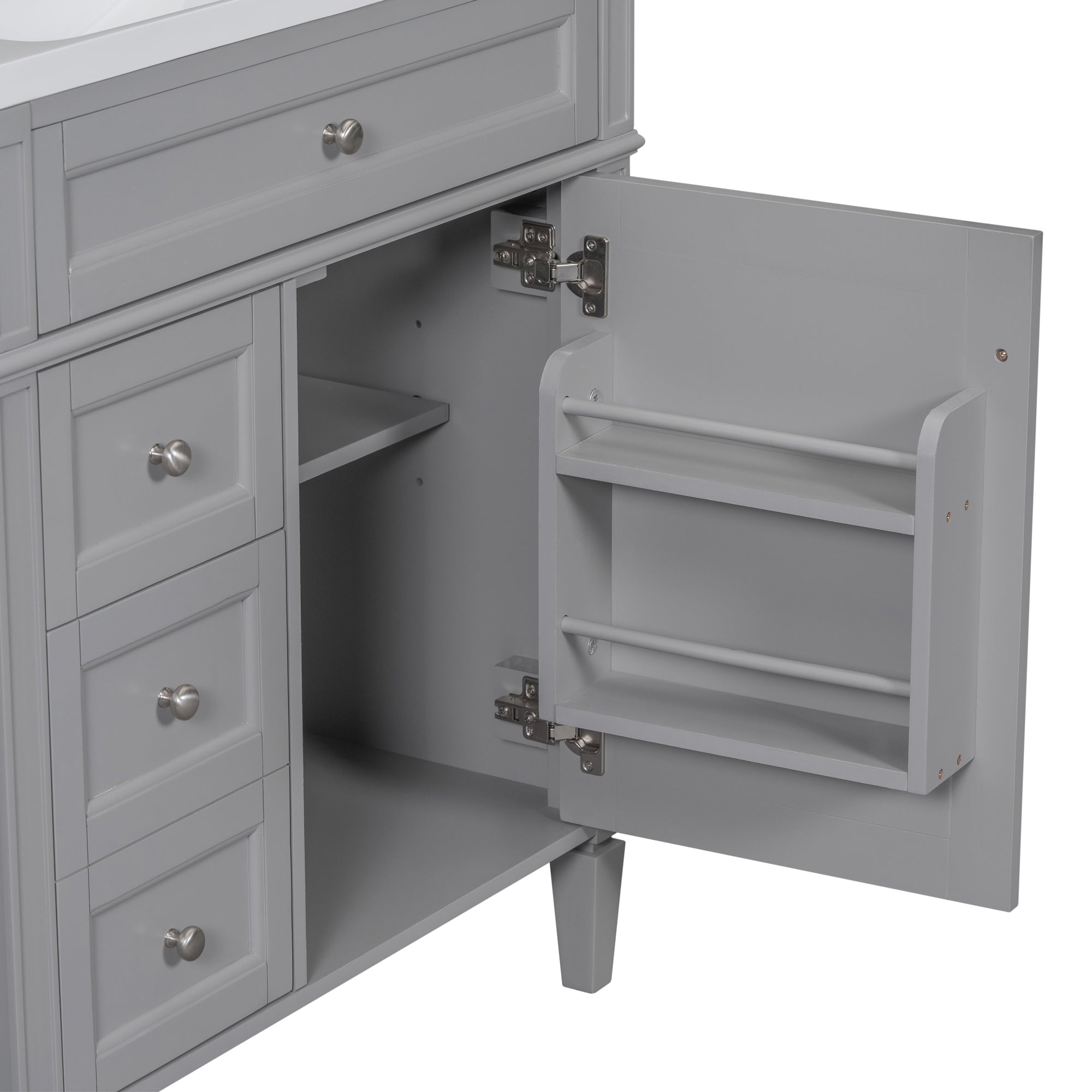 24'' Freestanding Bathroom Vanity Set in Blue with Integrated Resin Sink and Open Shelf