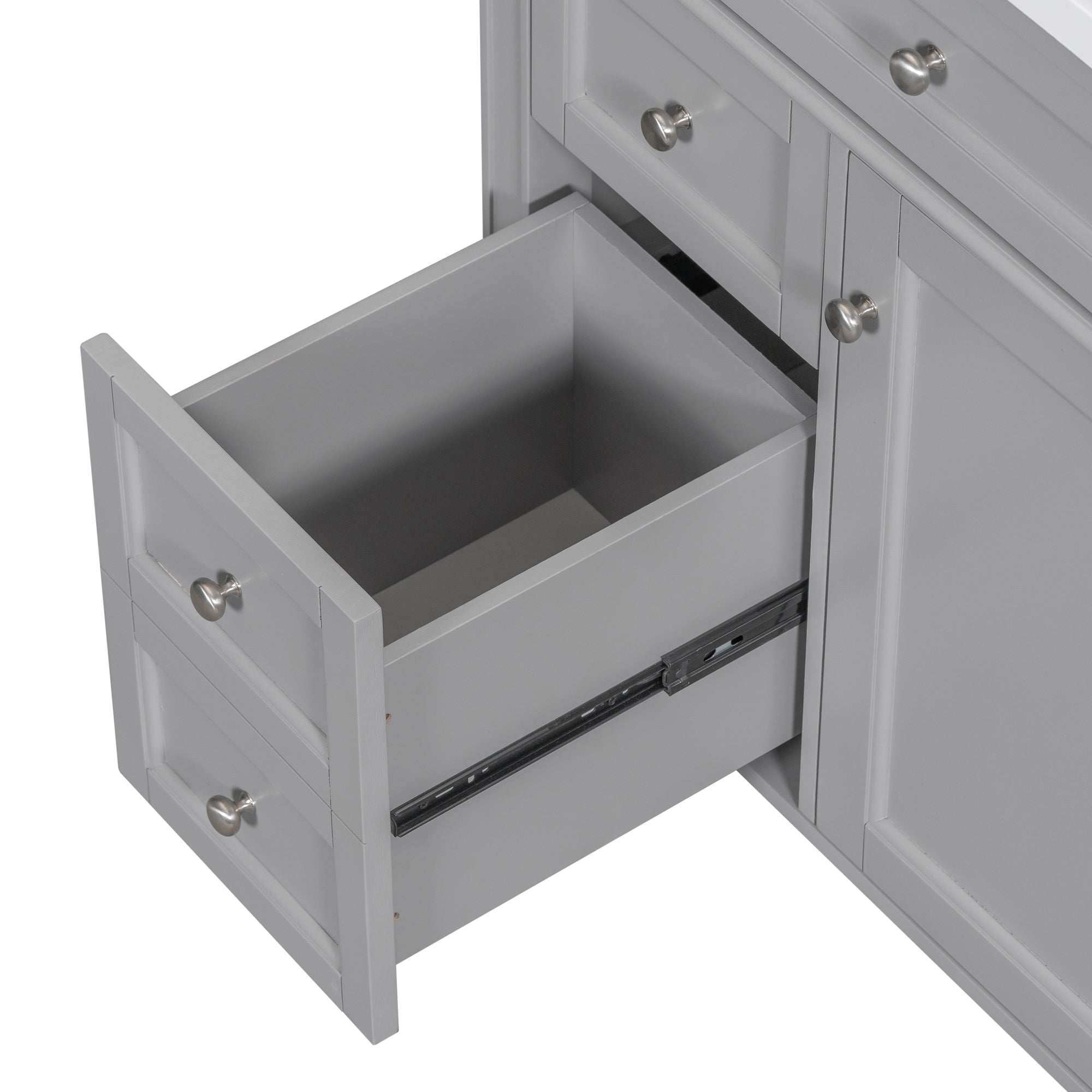 24'' Freestanding Bathroom Vanity Set in Blue with Integrated Resin Sink and Open Shelf