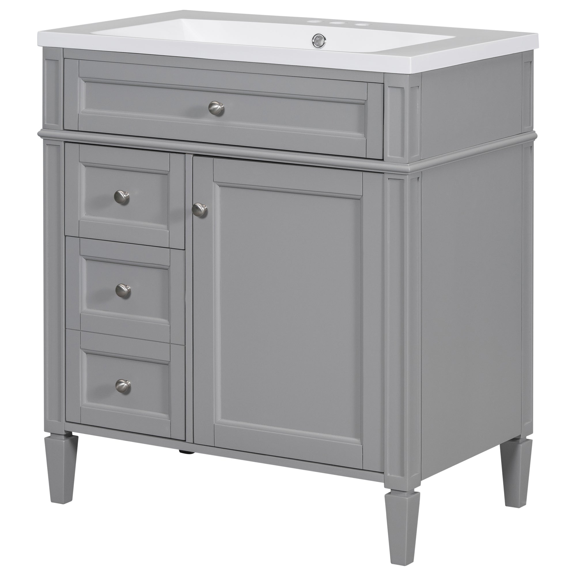 24'' Freestanding Bathroom Vanity Set in Blue with Integrated Resin Sink and Open Shelf