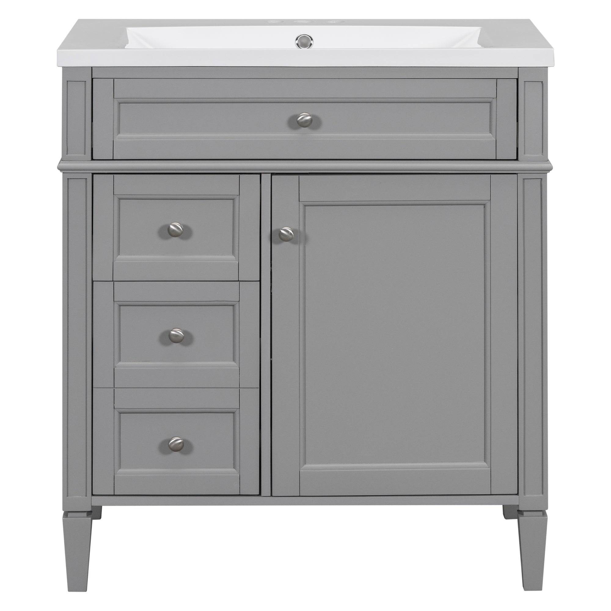 24'' Freestanding Bathroom Vanity Set in Blue with Integrated Resin Sink and Open Shelf