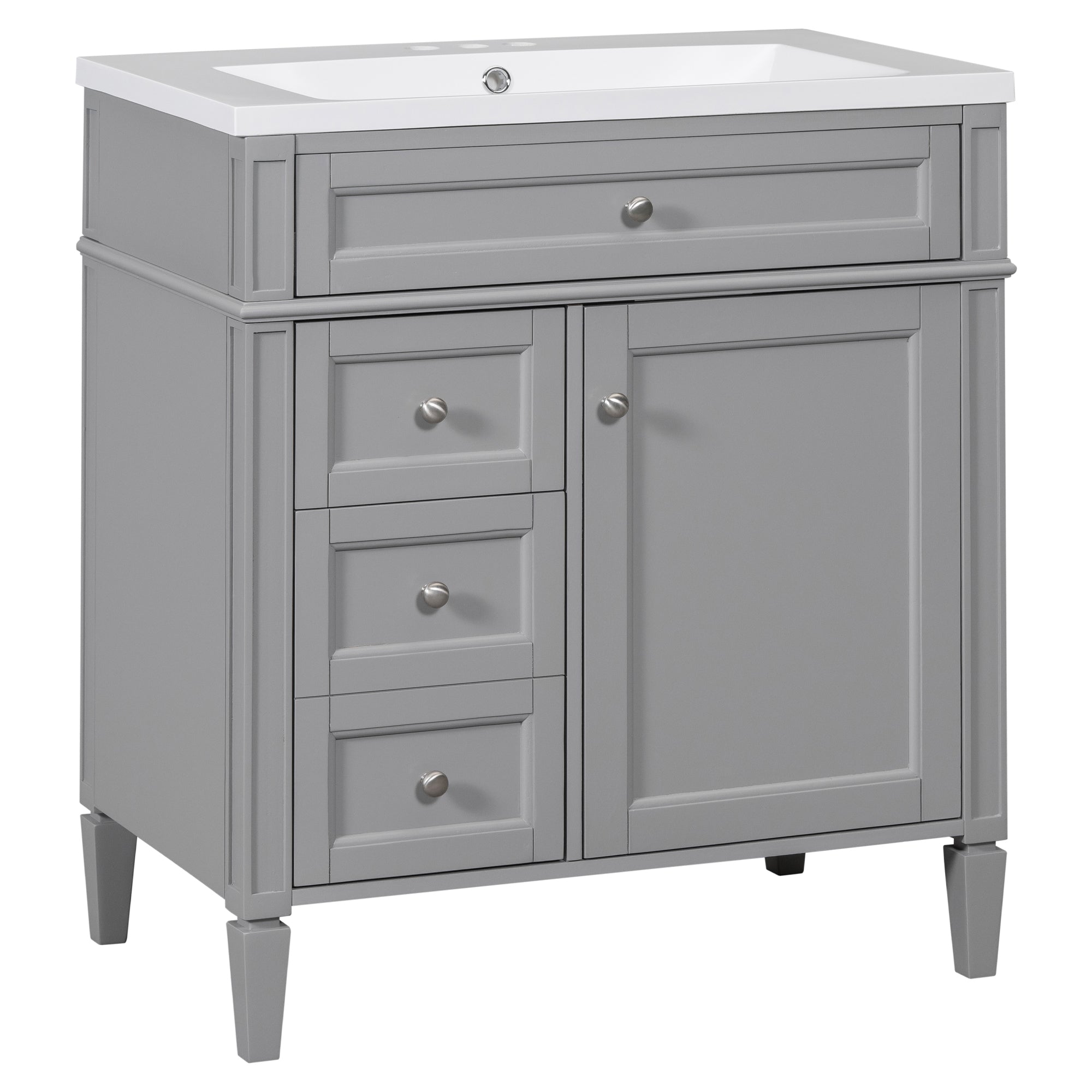 24'' Freestanding Bathroom Vanity Set in Blue with Integrated Resin Sink and Open Shelf