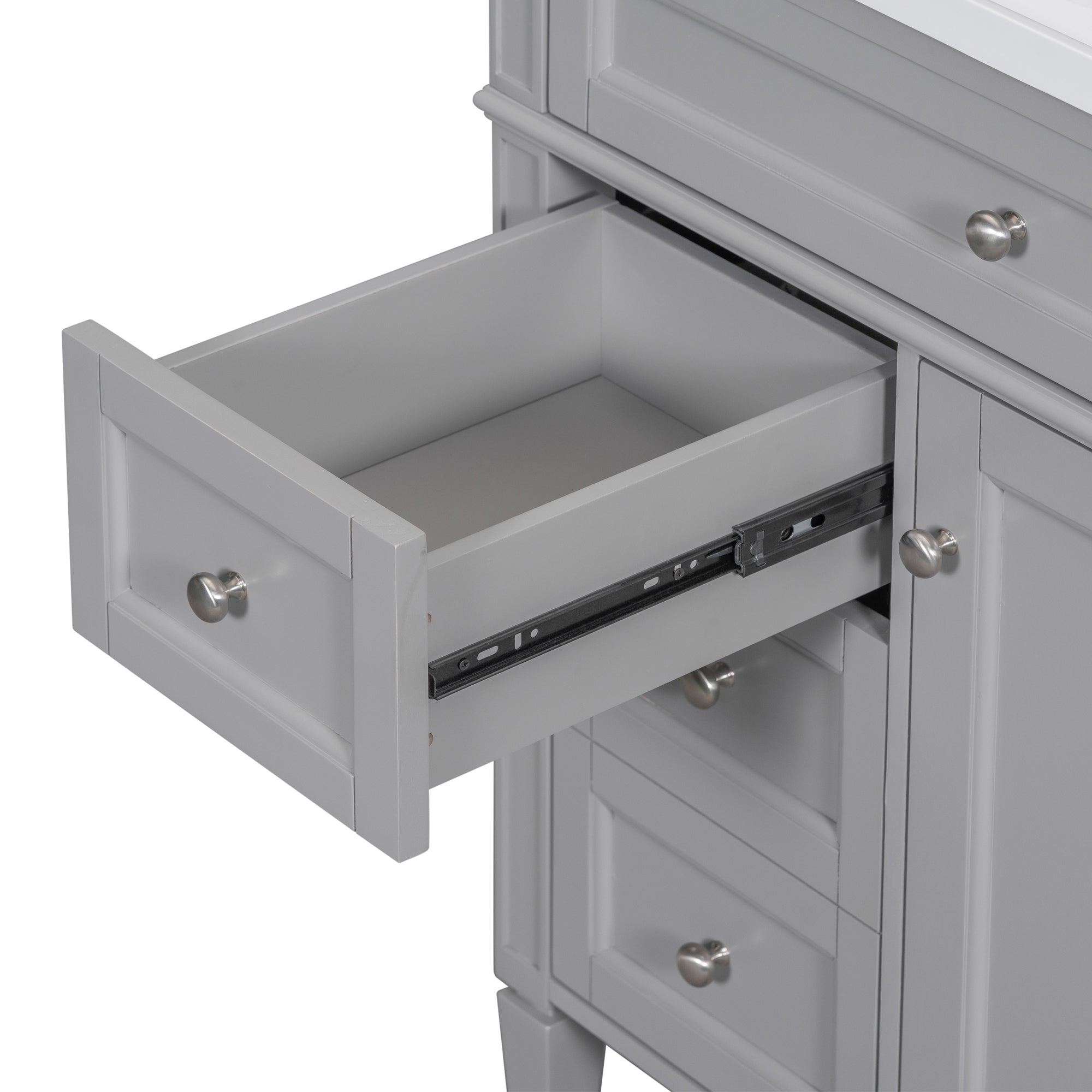 24'' Freestanding Bathroom Vanity Set in Blue with Integrated Resin Sink and Open Shelf