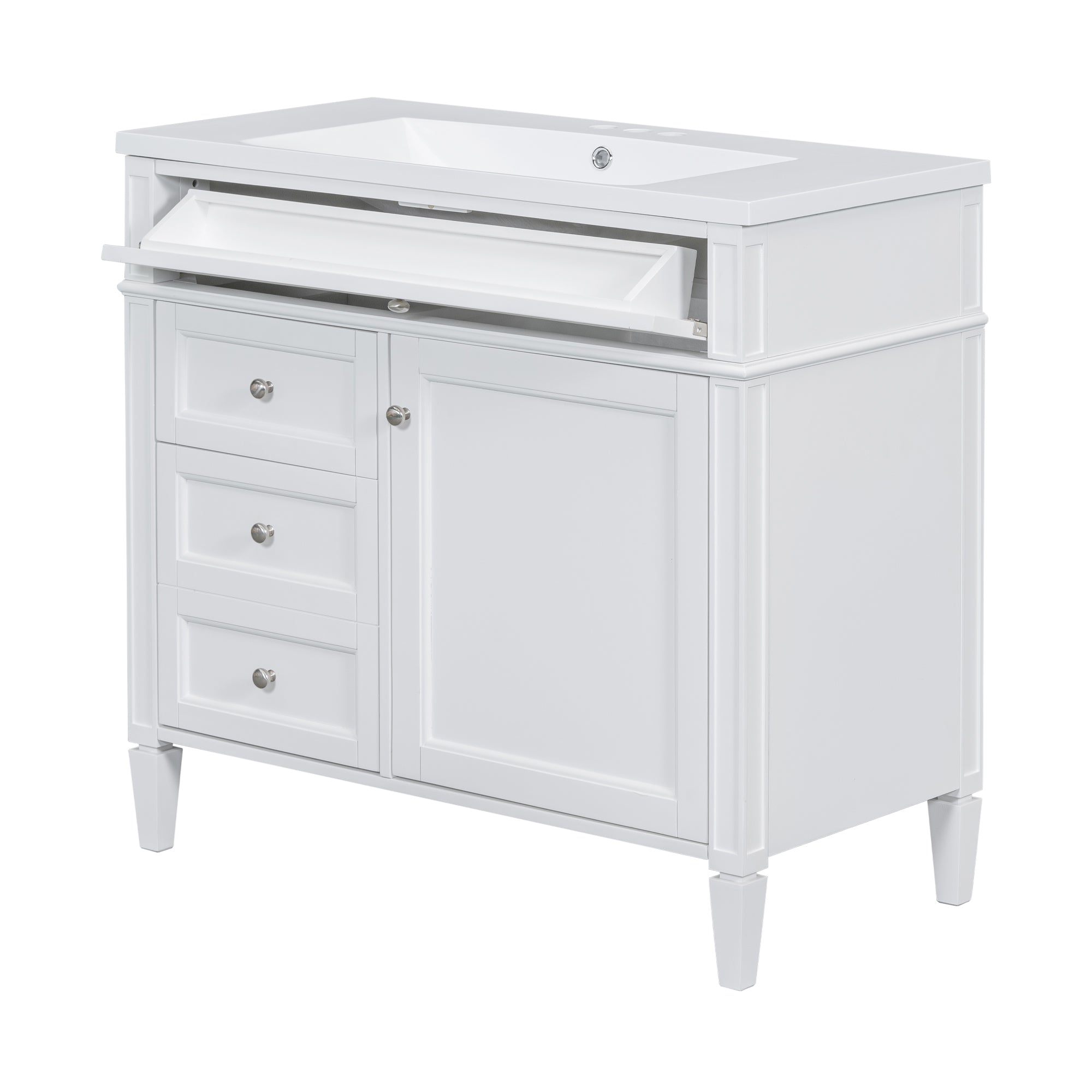 36 inches Freestanding Bathroom Vanity Set with Integrated Resin Sink and Drawers