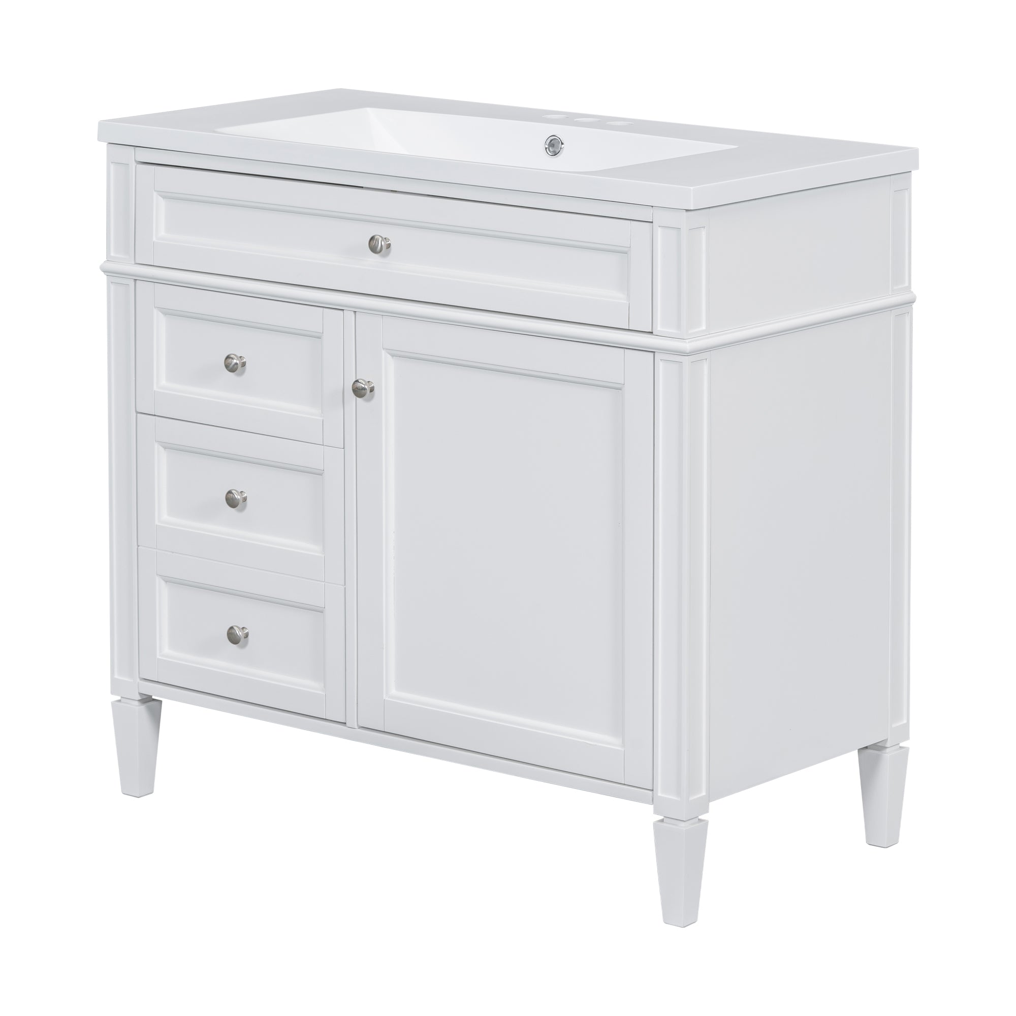 36 inches Freestanding Bathroom Vanity Set with Integrated Resin Sink and Drawers