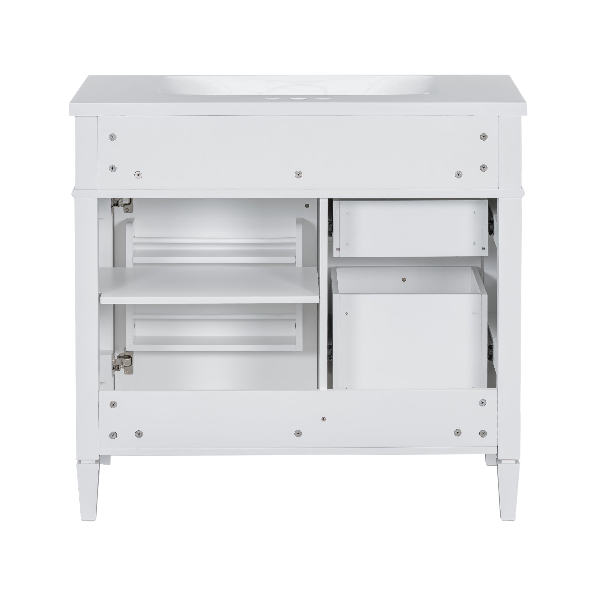 36 inches Freestanding Bathroom Vanity Set with Integrated Resin Sink and Drawers