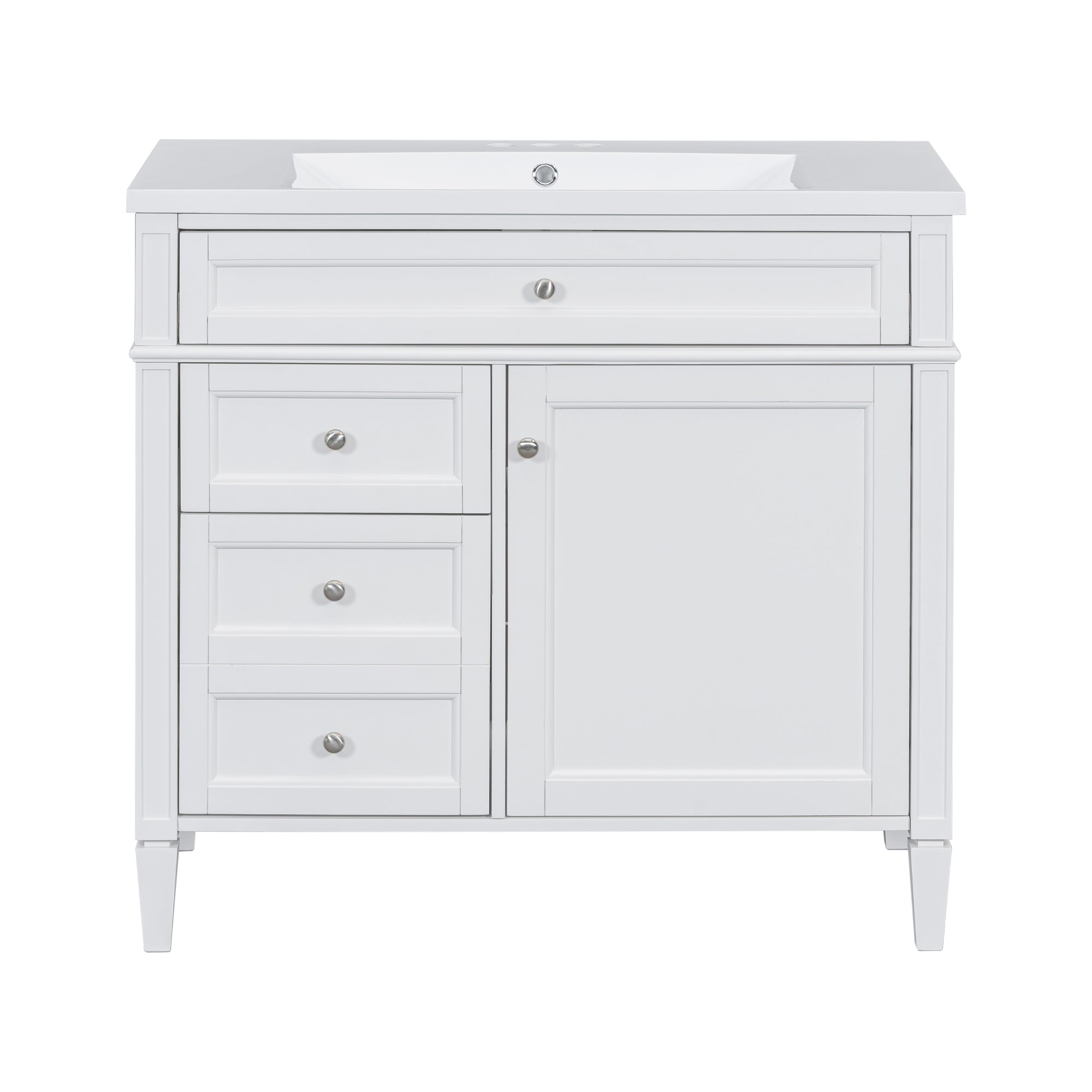 36 inches Freestanding Bathroom Vanity Set with Integrated Resin Sink and Drawers