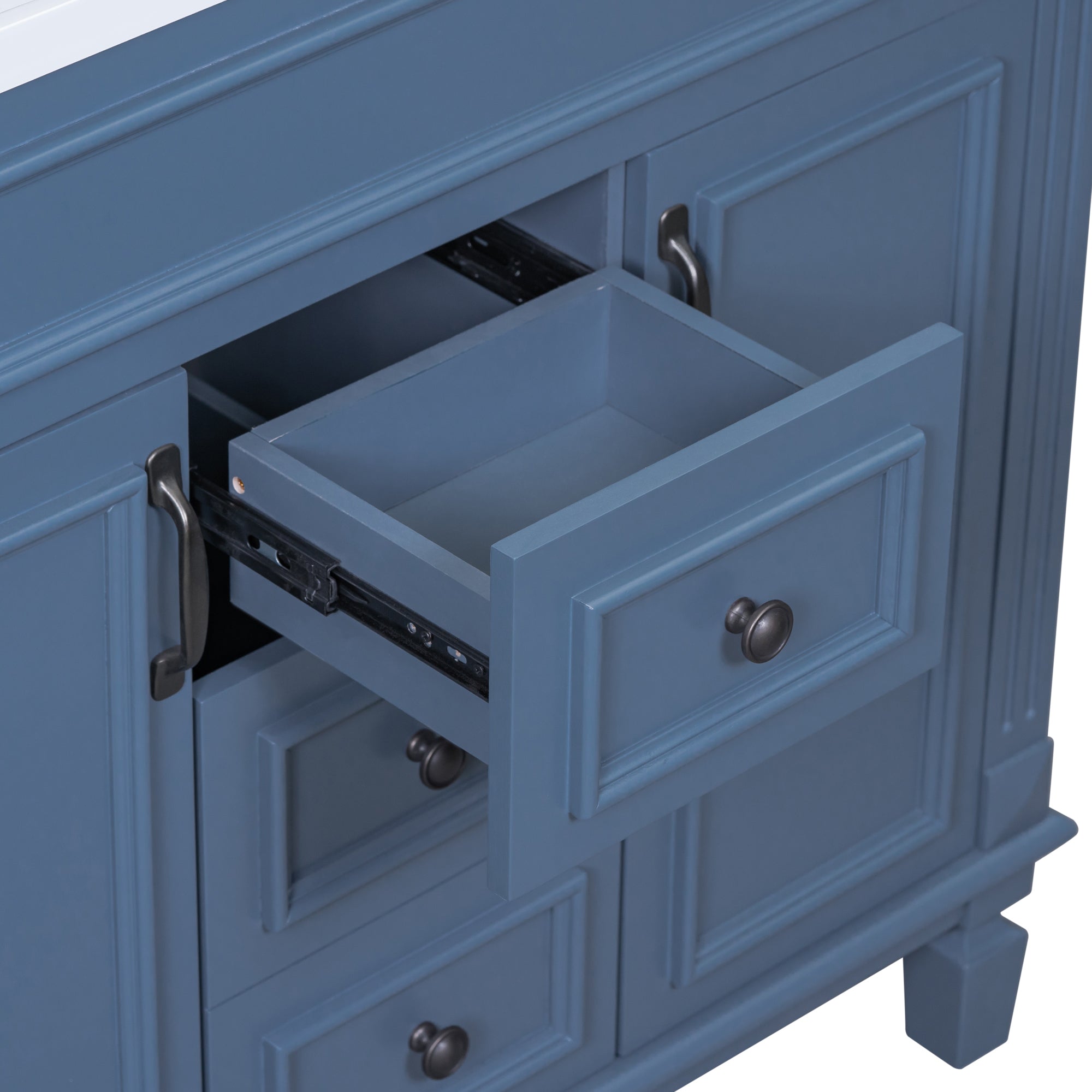 24'' Freestanding Bathroom Vanity Set in Blue with Integrated Resin Sink and Open Shelf