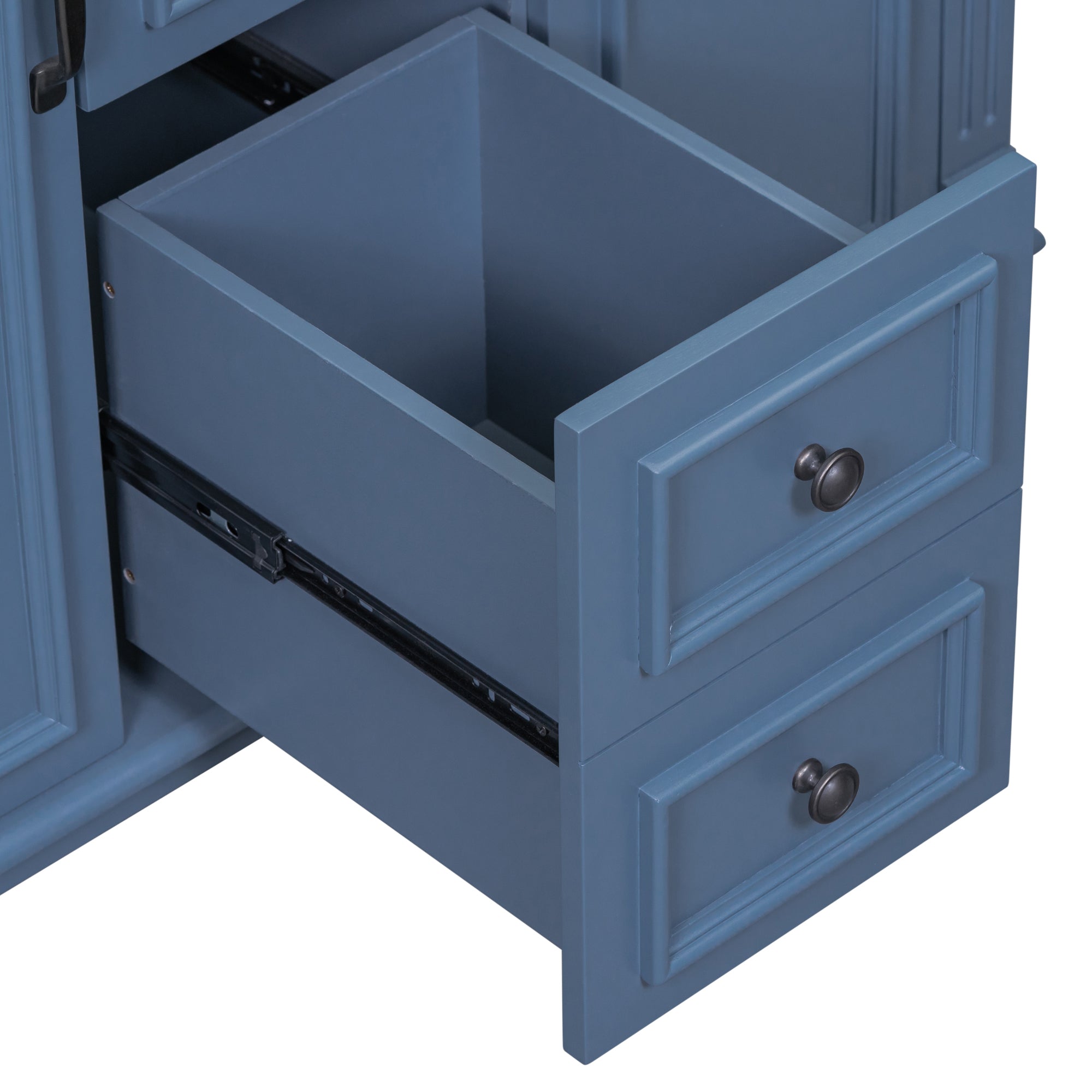 24'' Freestanding Bathroom Vanity Set in Blue with Integrated Resin Sink and Open Shelf