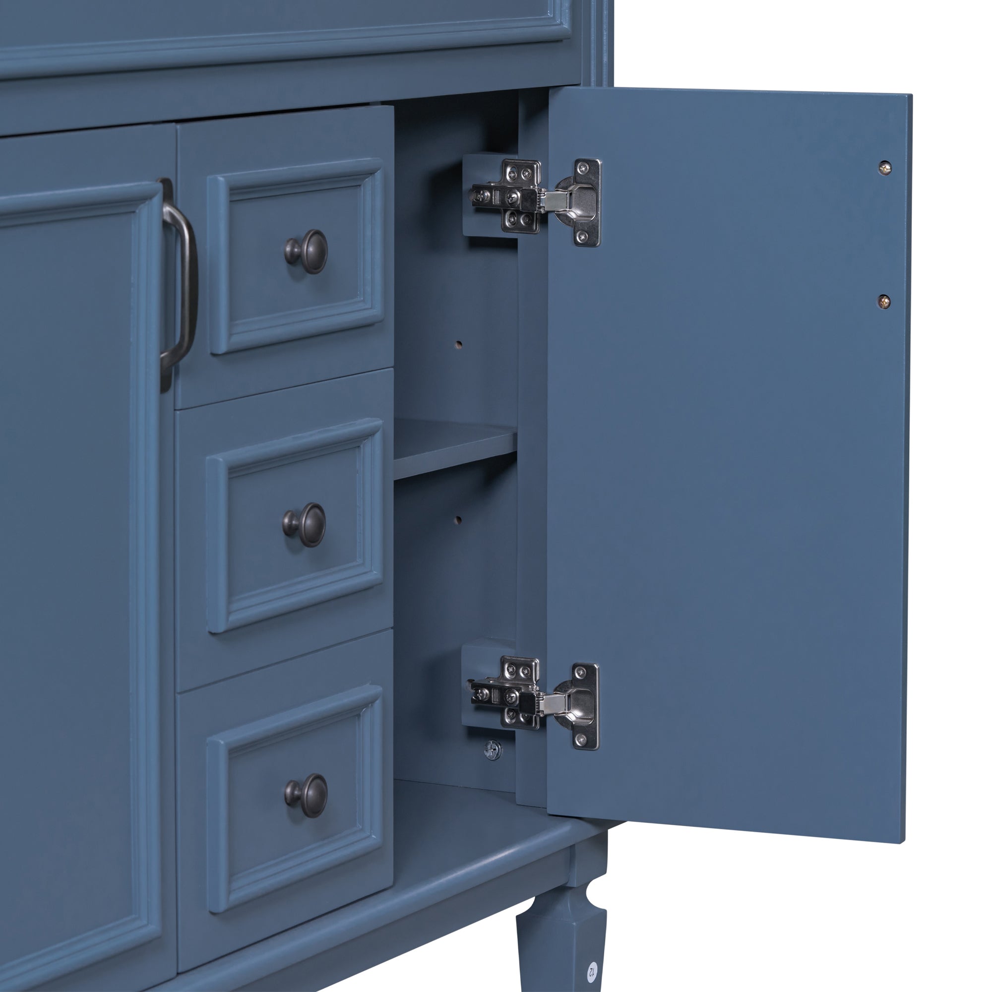 24'' Freestanding Bathroom Vanity Set in Blue with Integrated Resin Sink and Open Shelf