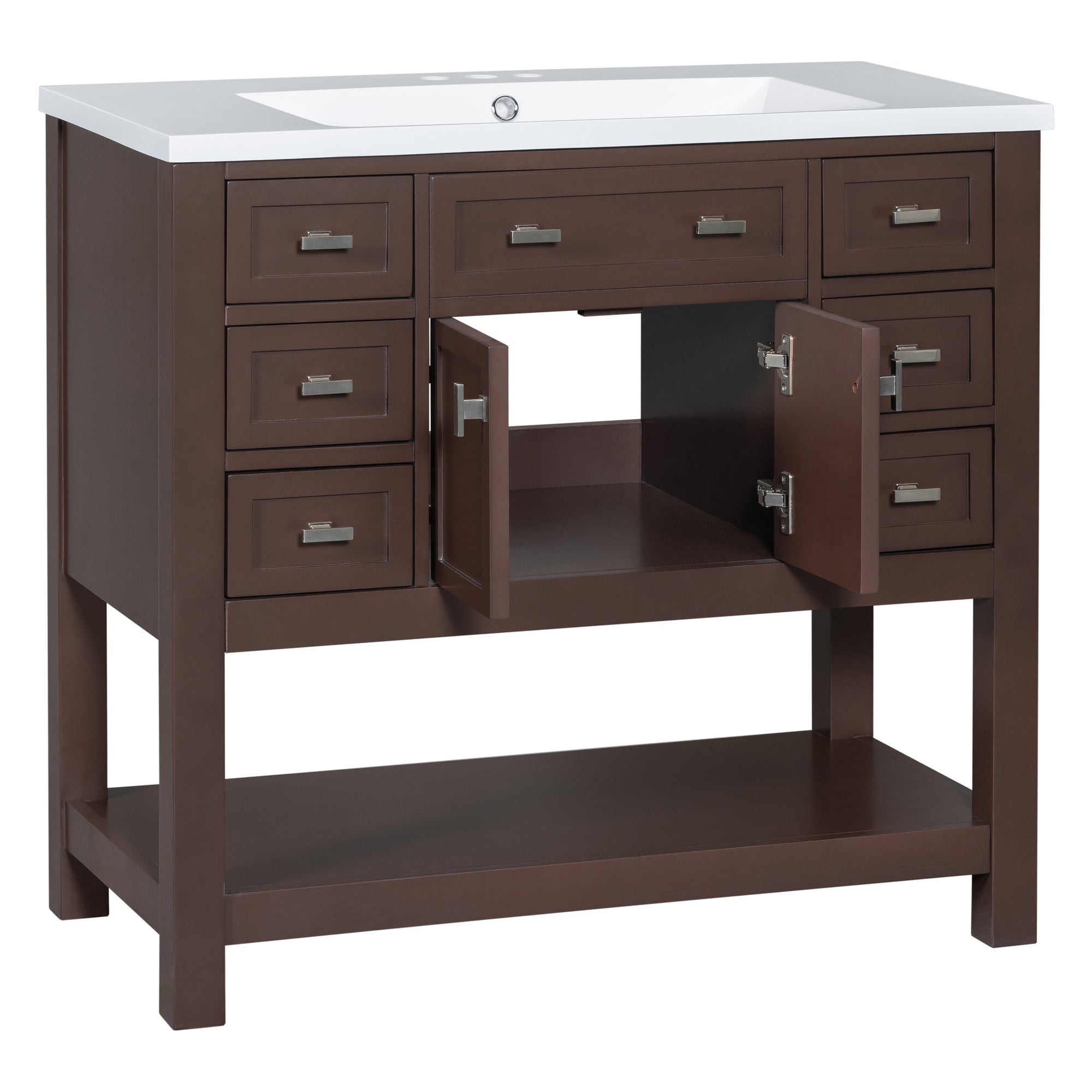 36'' Freestanding Bathroom Vanity Set with Integrated Resin Sink and Drawers