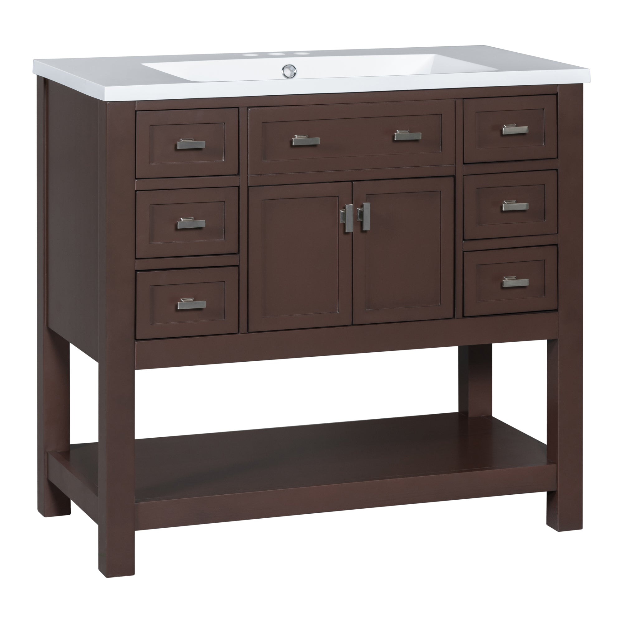 36'' Freestanding Bathroom Vanity Set with Integrated Resin Sink and Drawers