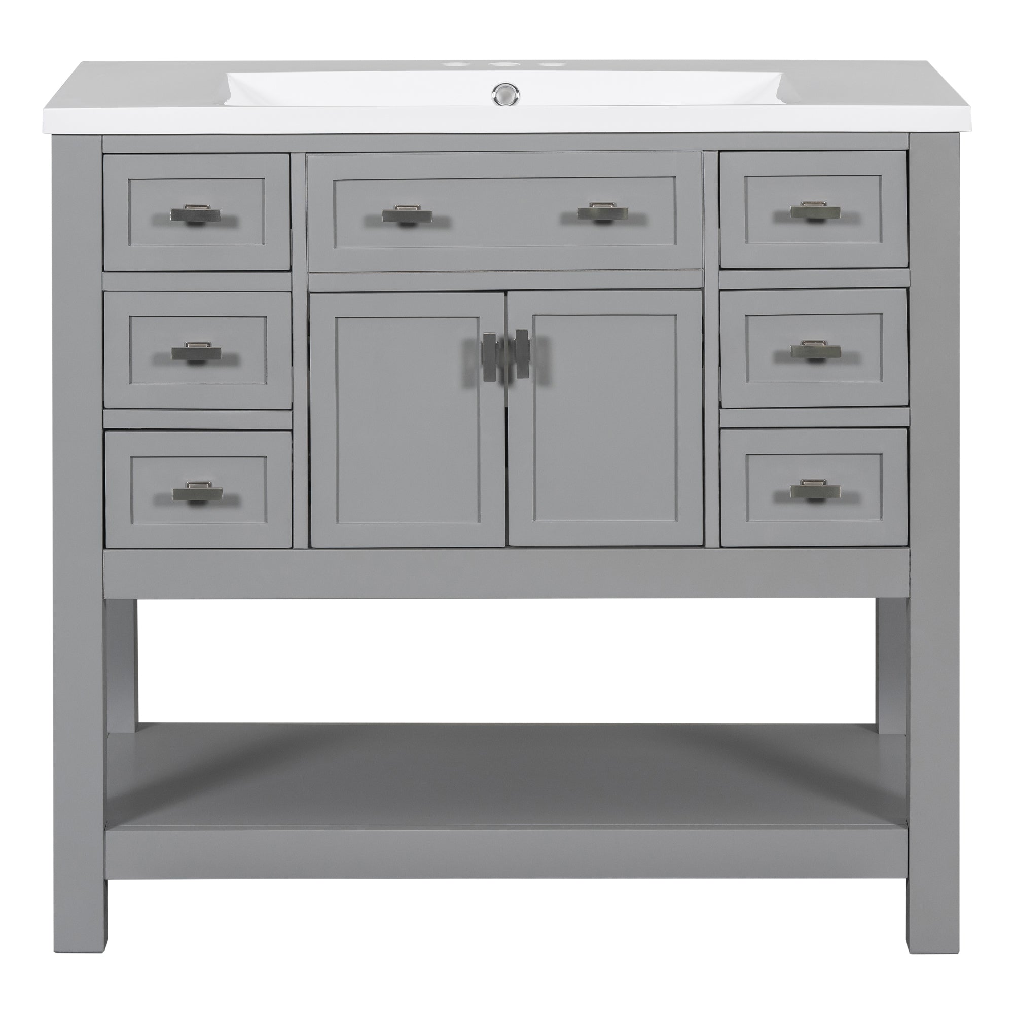 36'' Freestanding Bathroom Vanity Set with Integrated Resin Sink and Drawers