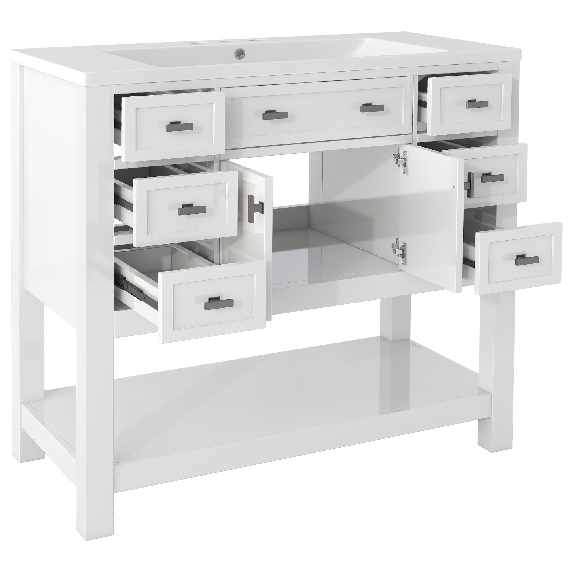 36'' Freestanding Bathroom Vanity Set with Integrated Resin Sink and Drawers