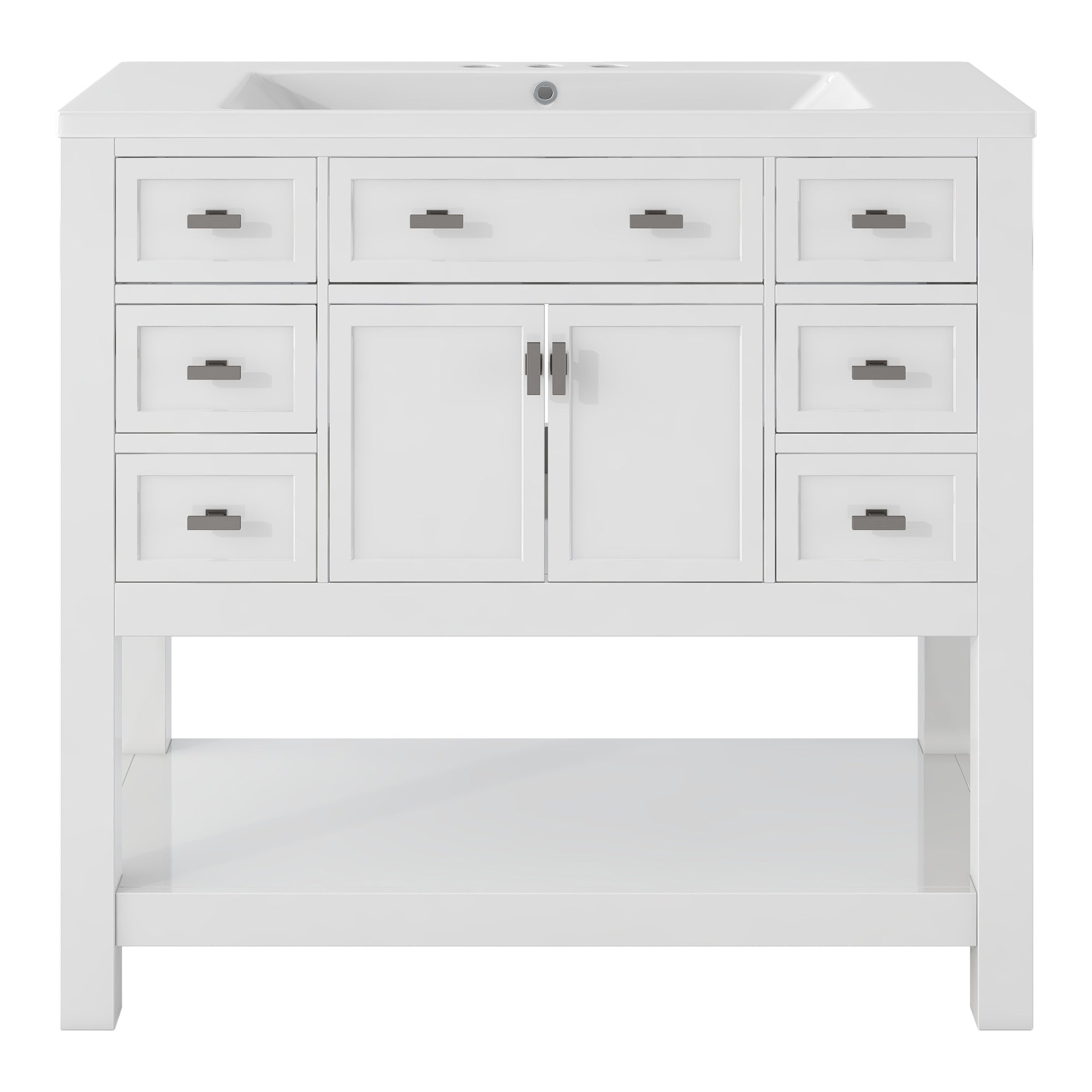 36'' Freestanding Bathroom Vanity Set with Integrated Resin Sink and Drawers