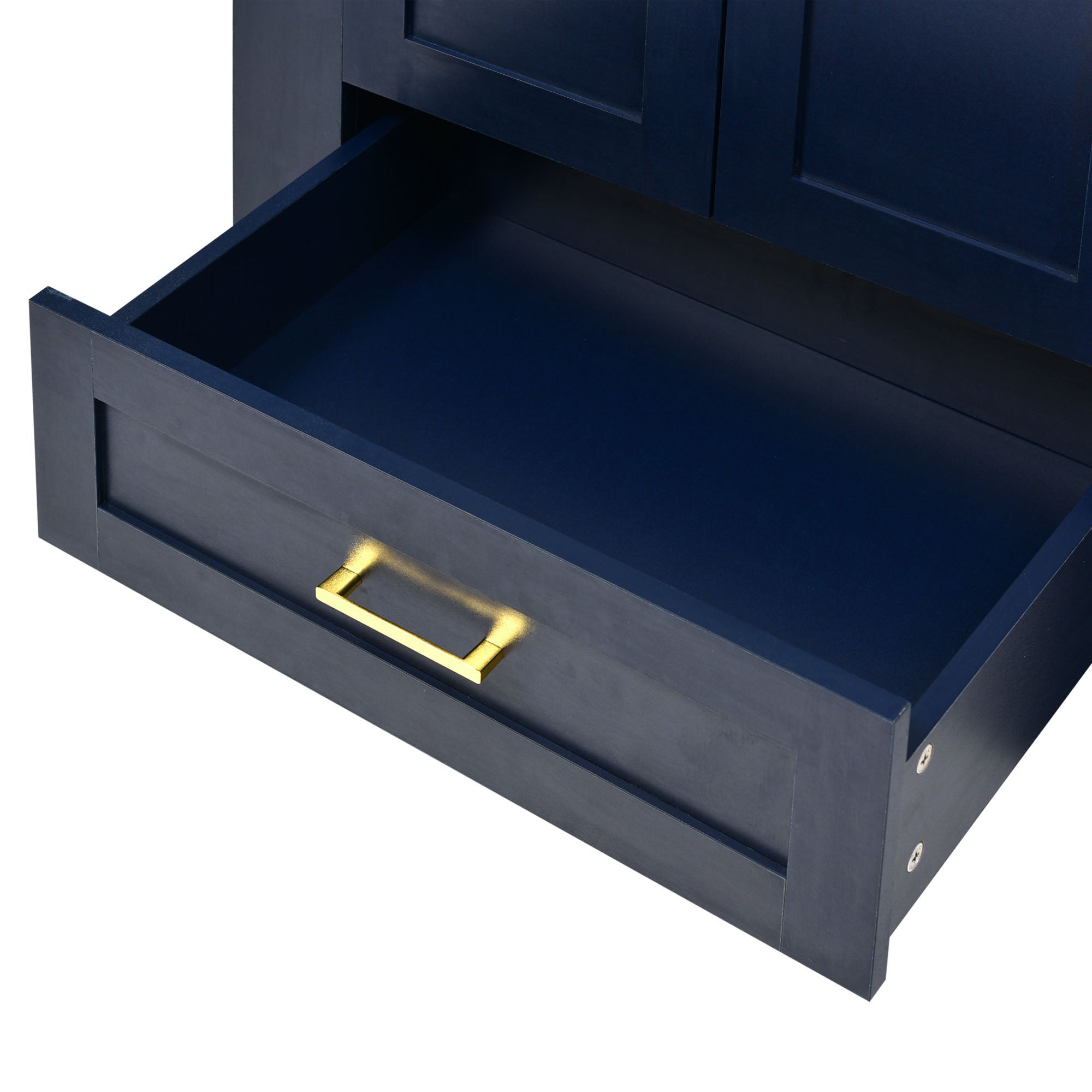 30 Inch MDF Freestanding Bathroom Vanity Set in Blue with Integrated Resin Sink