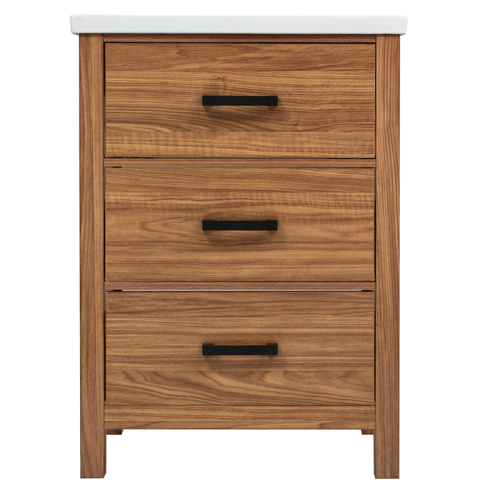 24 Inch MDF Freestanding Bathroom Vanity Set with Integrated Ceramic Sink