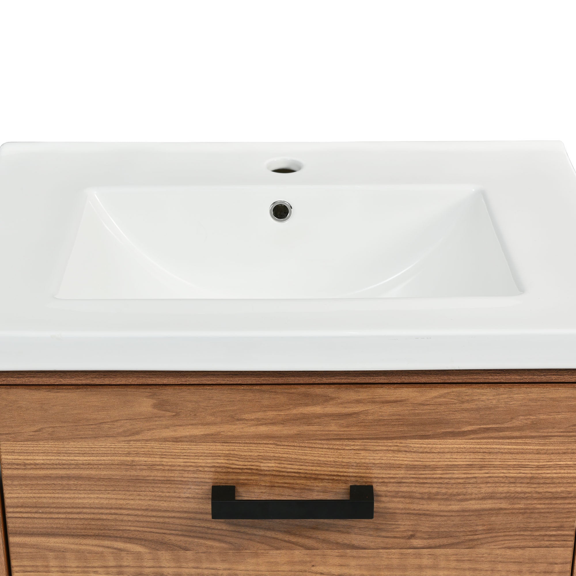 24 Inch MDF Freestanding Bathroom Vanity Set with Integrated Ceramic Sink