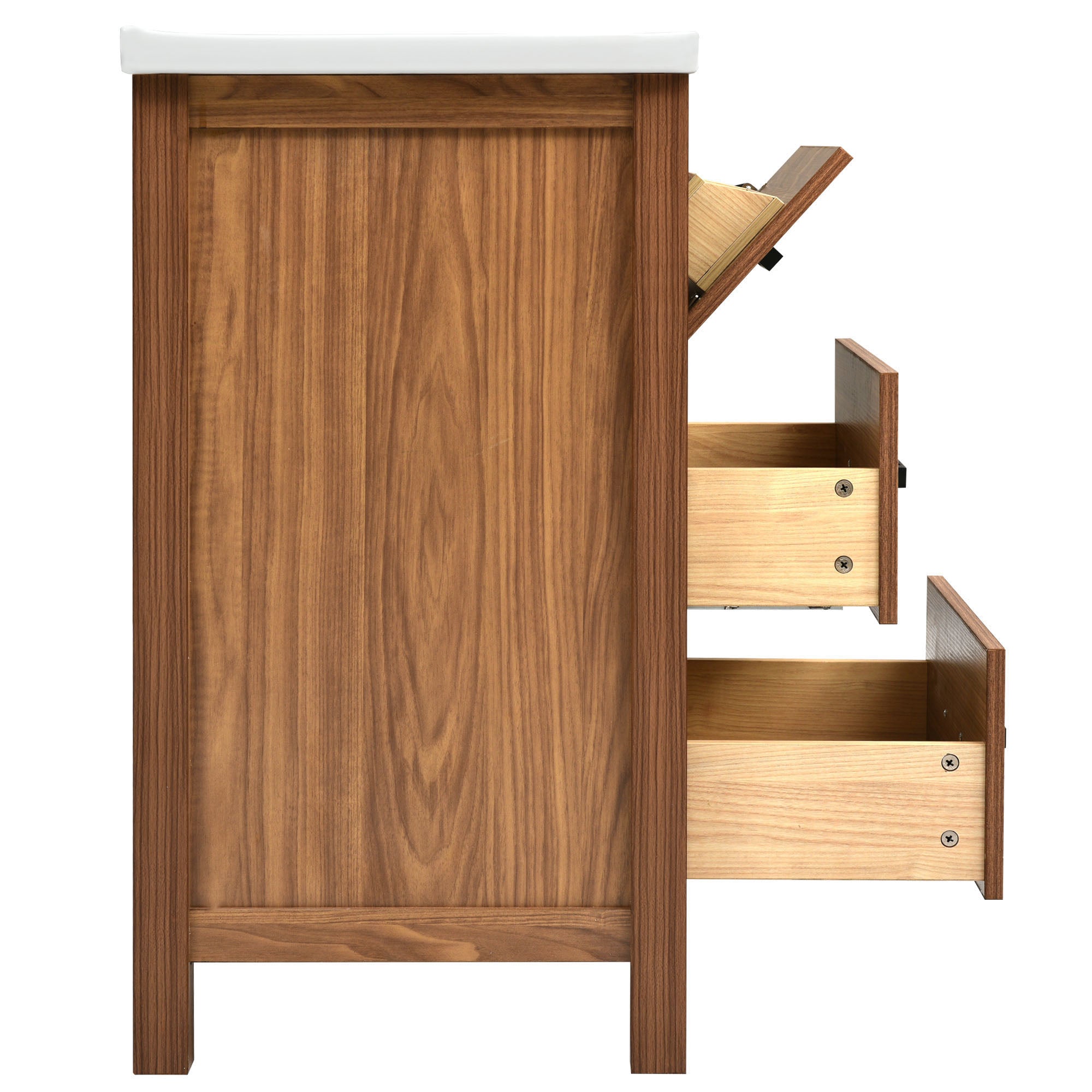 24 Inch MDF Freestanding Bathroom Vanity Set with Integrated Ceramic Sink