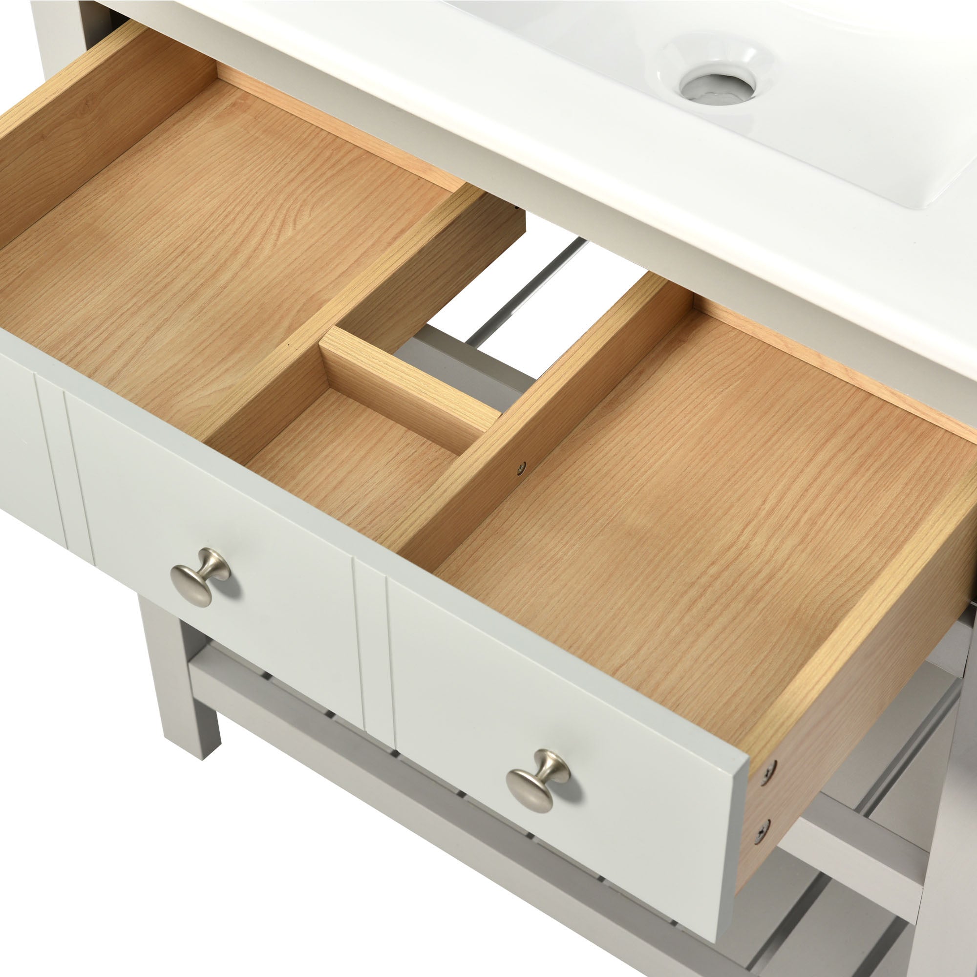 30 Inch MDF Freestanding Bathroom Vanity Set with Integrated Ceramic Sink