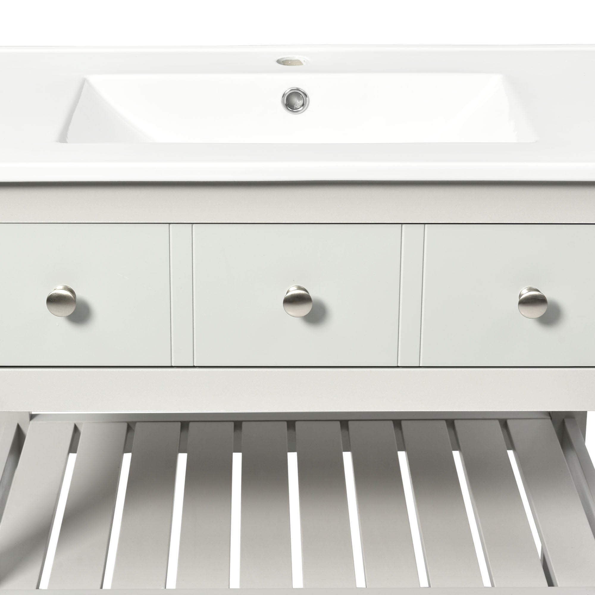 30 Inch MDF Freestanding Bathroom Vanity Set with Integrated Ceramic Sink