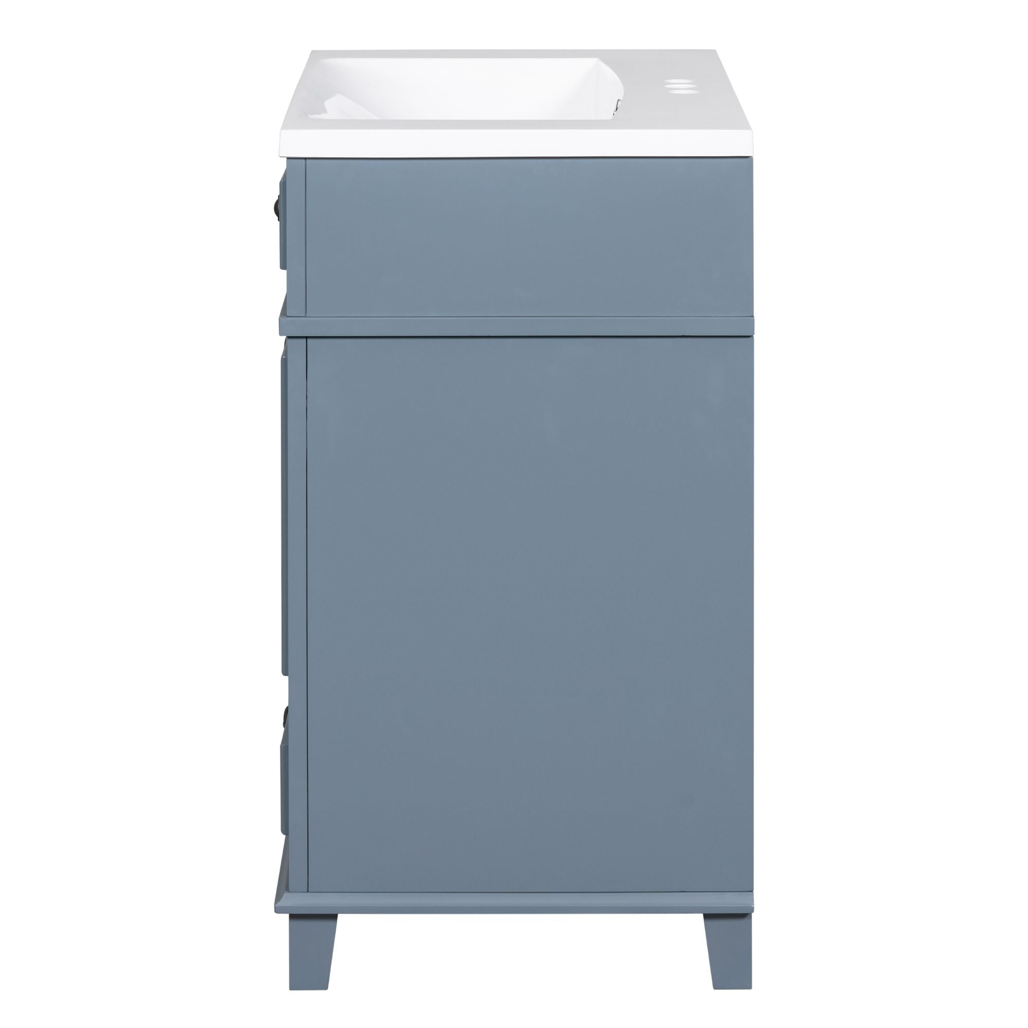 30 inches Freestanding Bathroom Vanity Set in Blue with Integrated Resin Sink