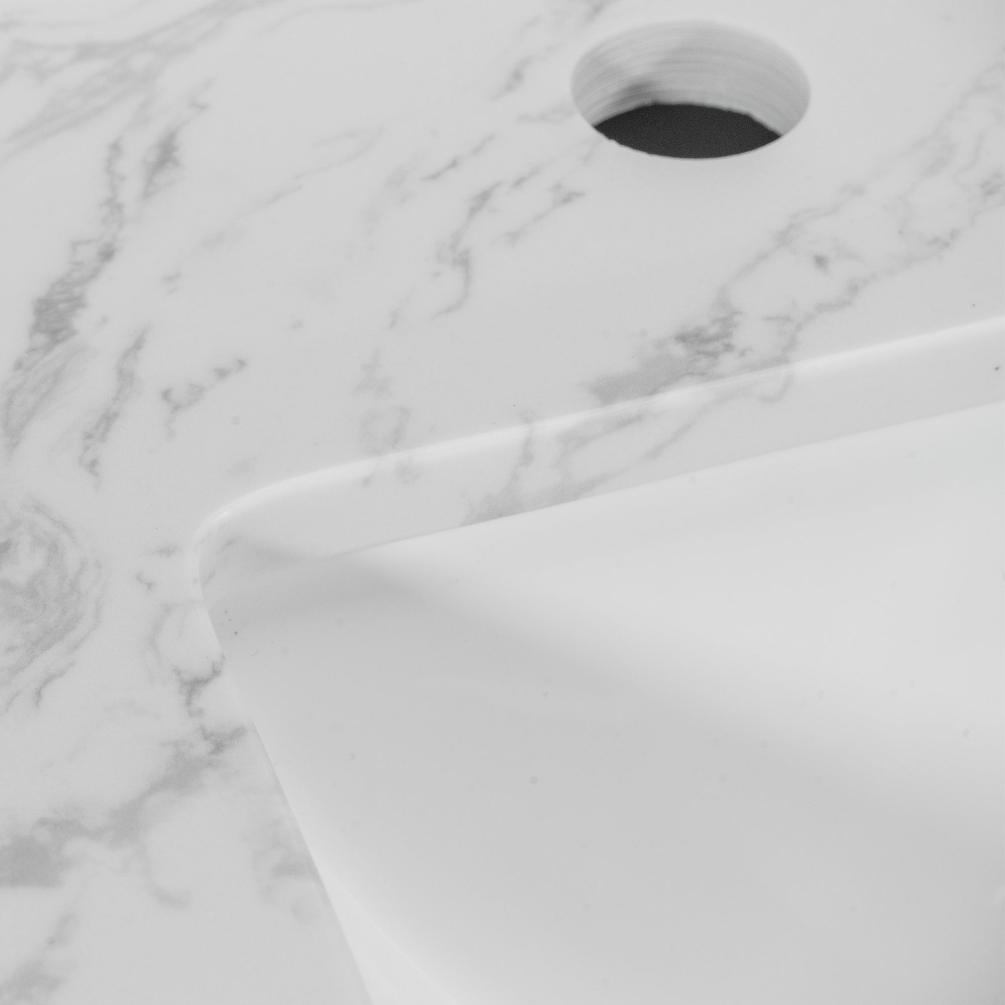 31 in./ 37 in./ 43 in./ 49 in./ Carrara White Engineered Stone Bathroom Vanity Top with Ceramic Sink