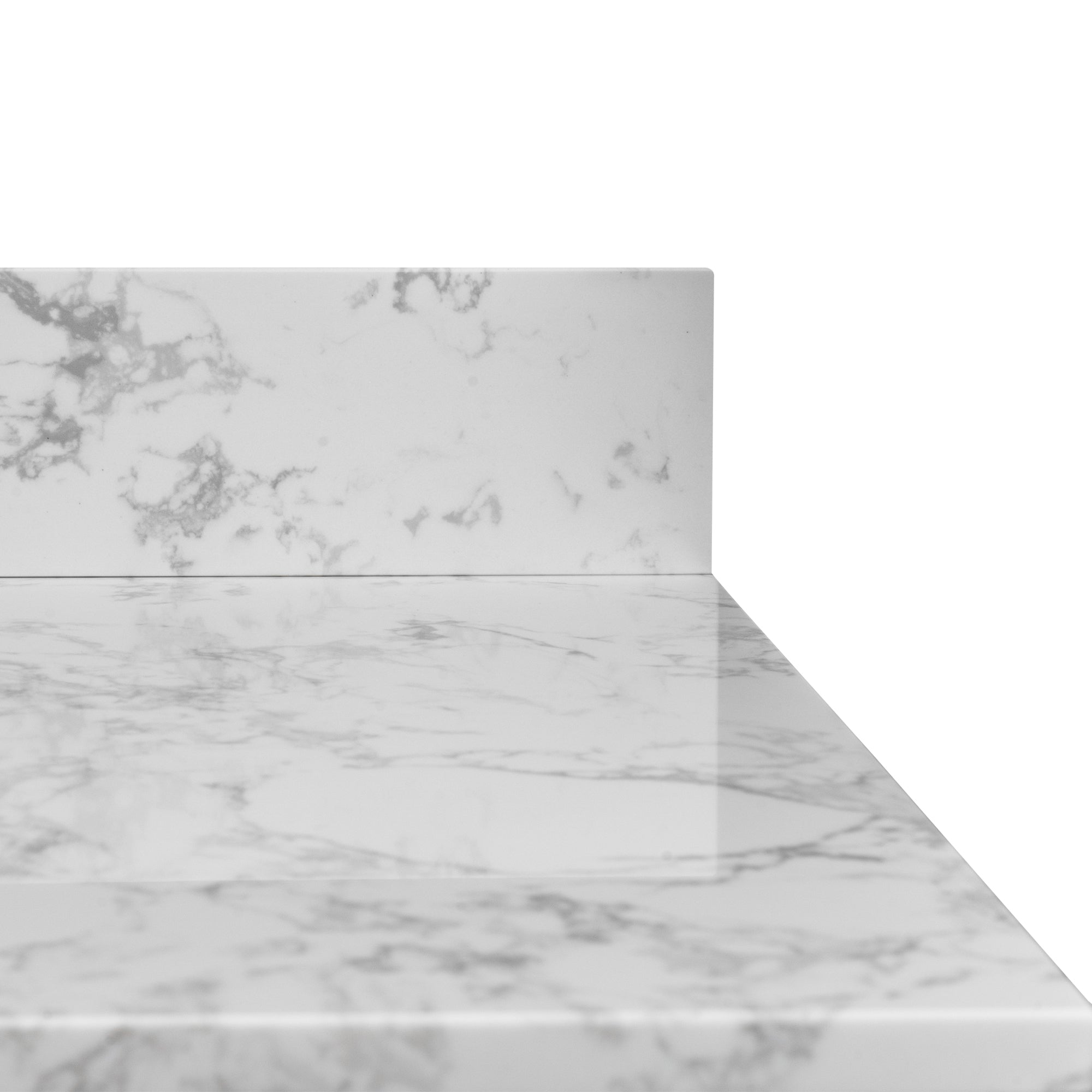 31 in./ 37 in./ 43 in./ 49 in./ Carrara White Engineered Stone Bathroom Vanity Top with Ceramic Sink