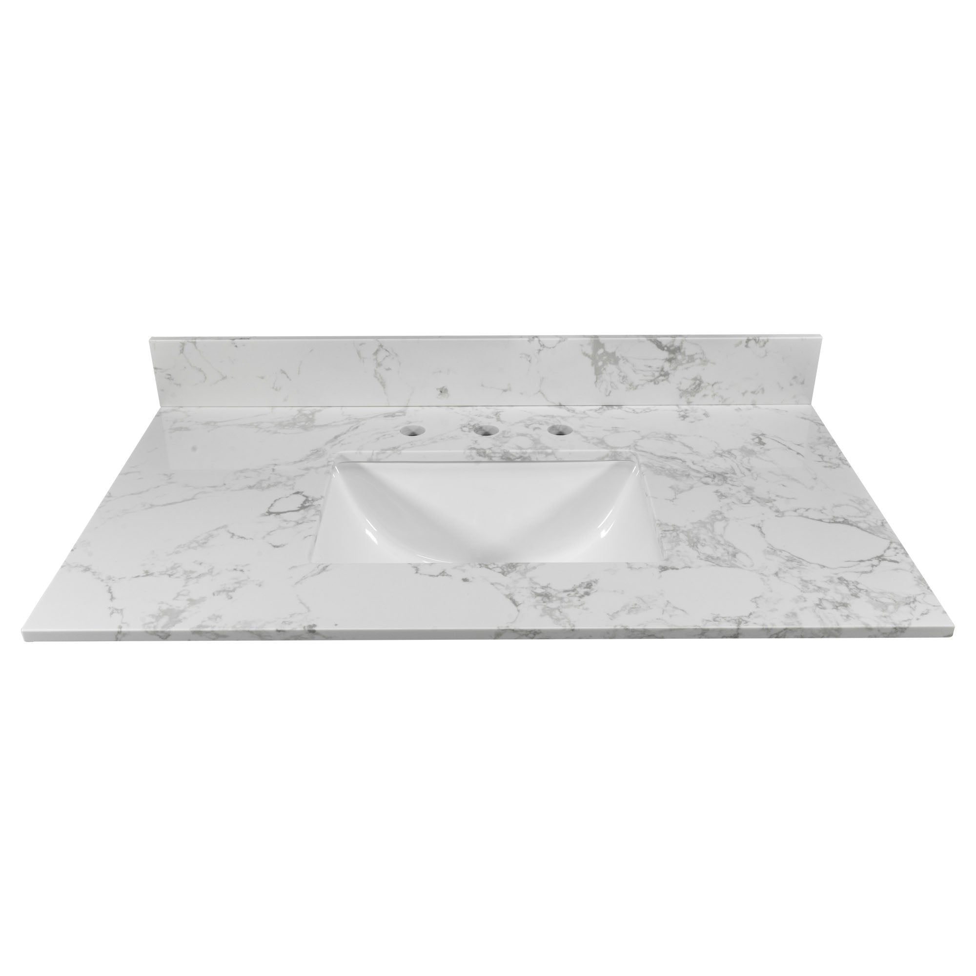 31 in./ 37 in./ 43 in./ 49 in./ Carrara White Engineered Stone Bathroom Vanity Top with Ceramic Sink
