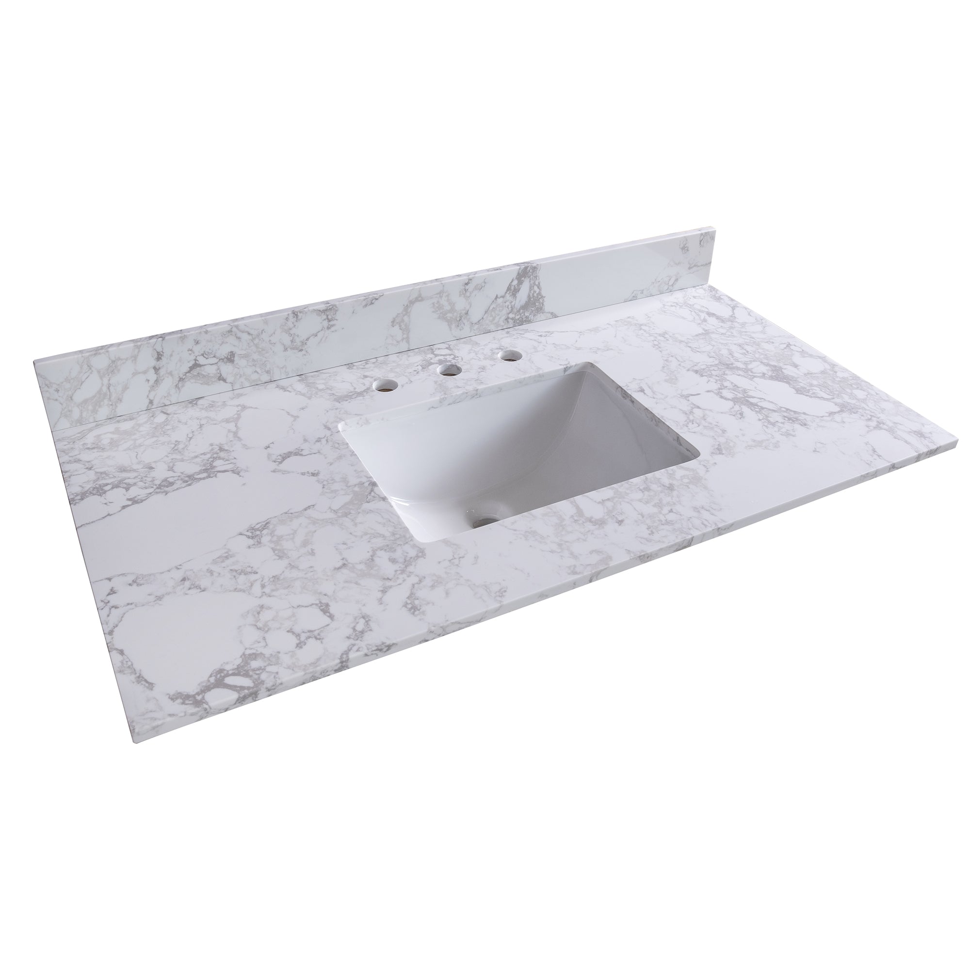 31 in./ 37 in./ 43 in./ 49 in./ Carrara White Engineered Stone Bathroom Vanity Top with Ceramic Sink