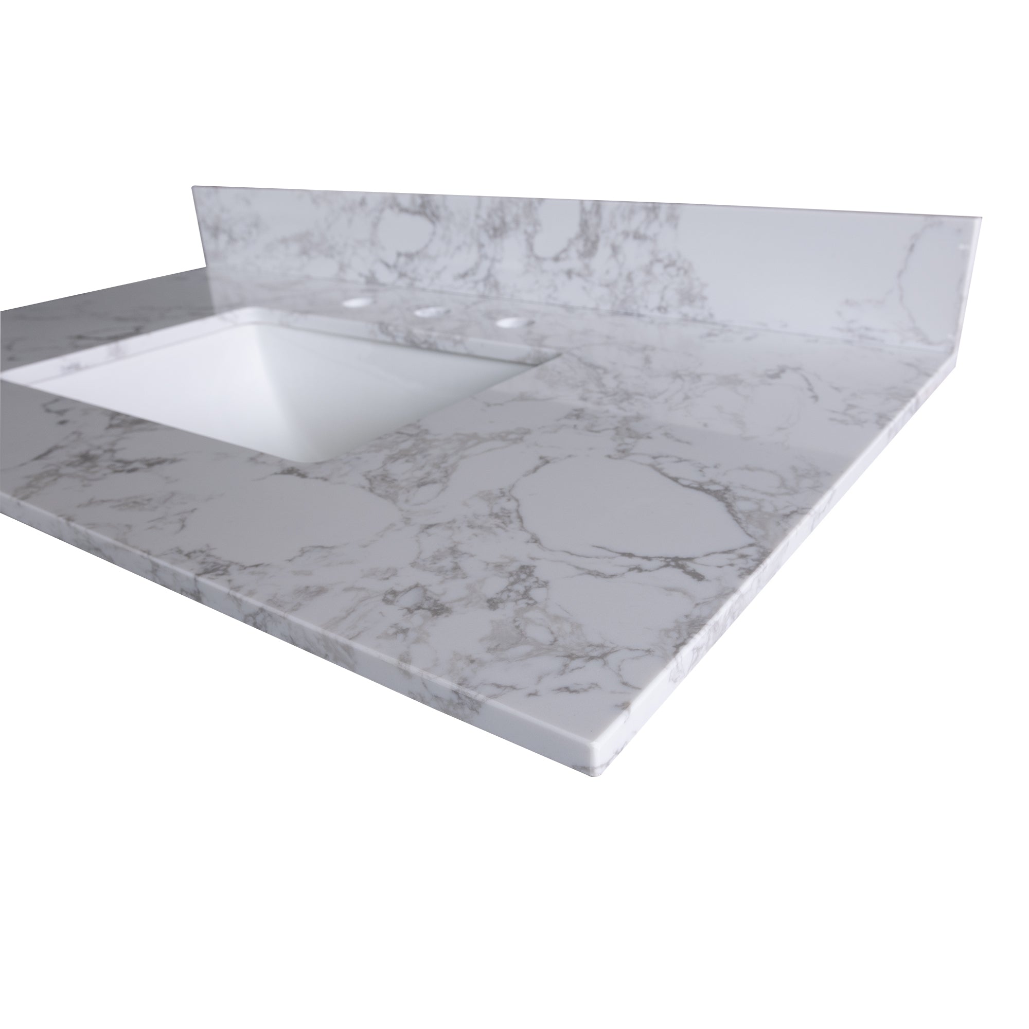 31 in./ 37 in./ 43 in./ 49 in./ Carrara White Engineered Stone Bathroom Vanity Top with Ceramic Sink