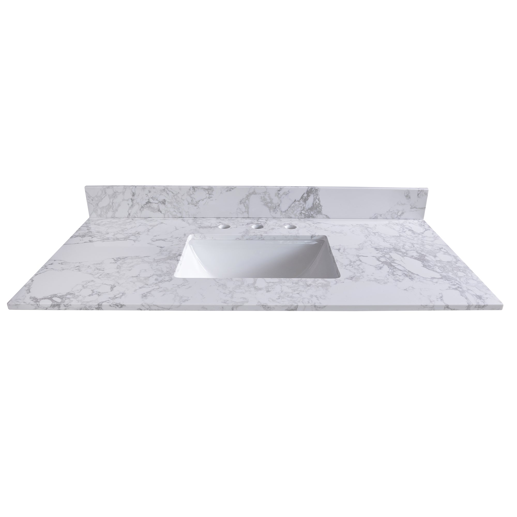 31 in./ 37 in./ 43 in./ 49 in./ Carrara White Engineered Stone Bathroom Vanity Top with Ceramic Sink